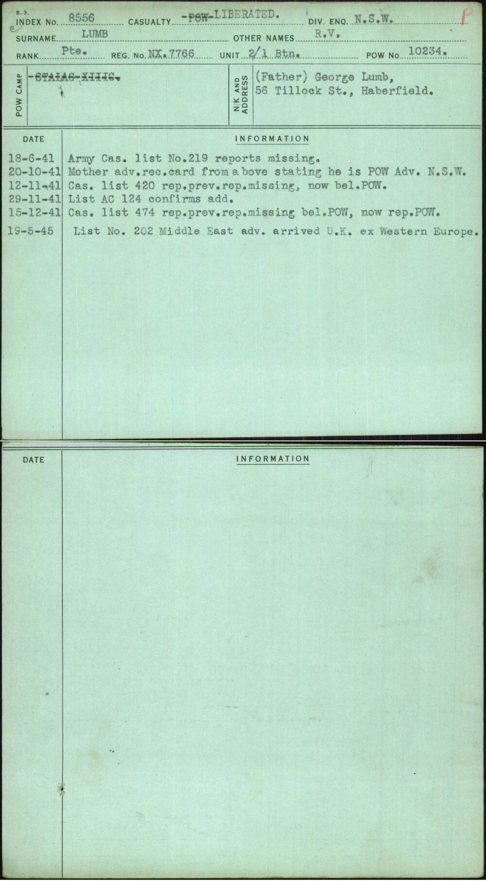 Lumb, R V, NX7766