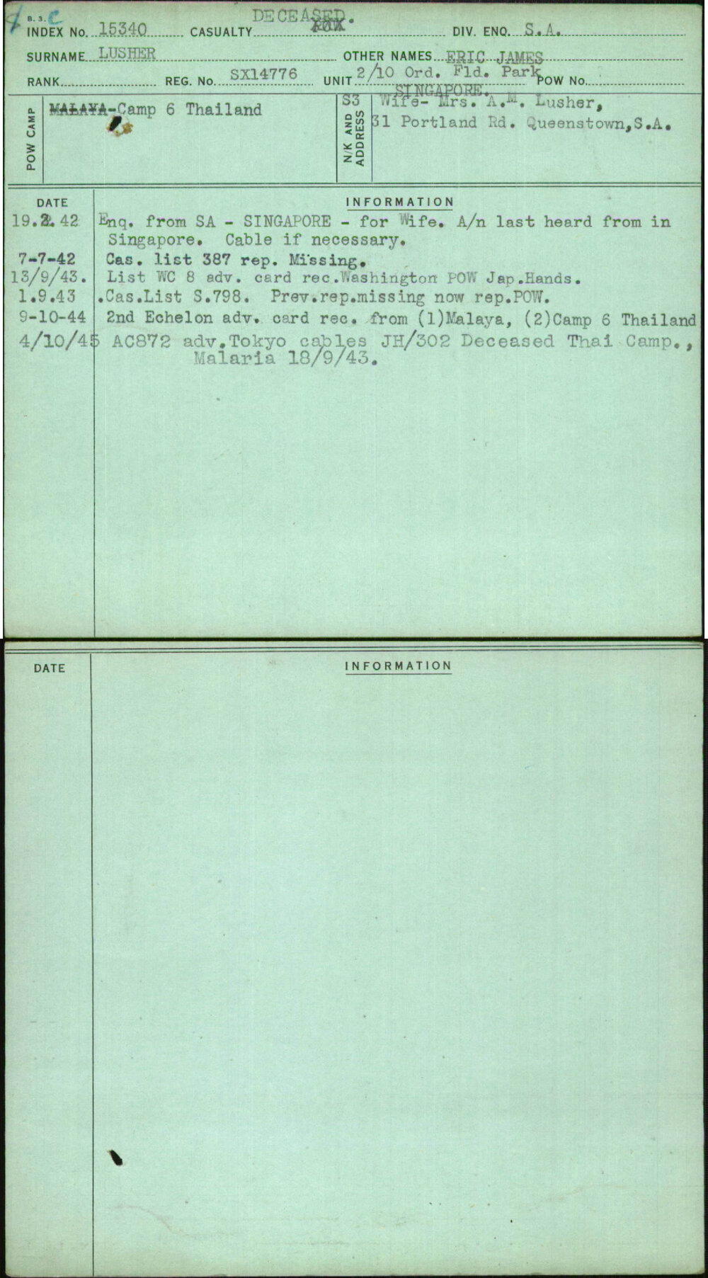 Lusher, Eric James, SX14776