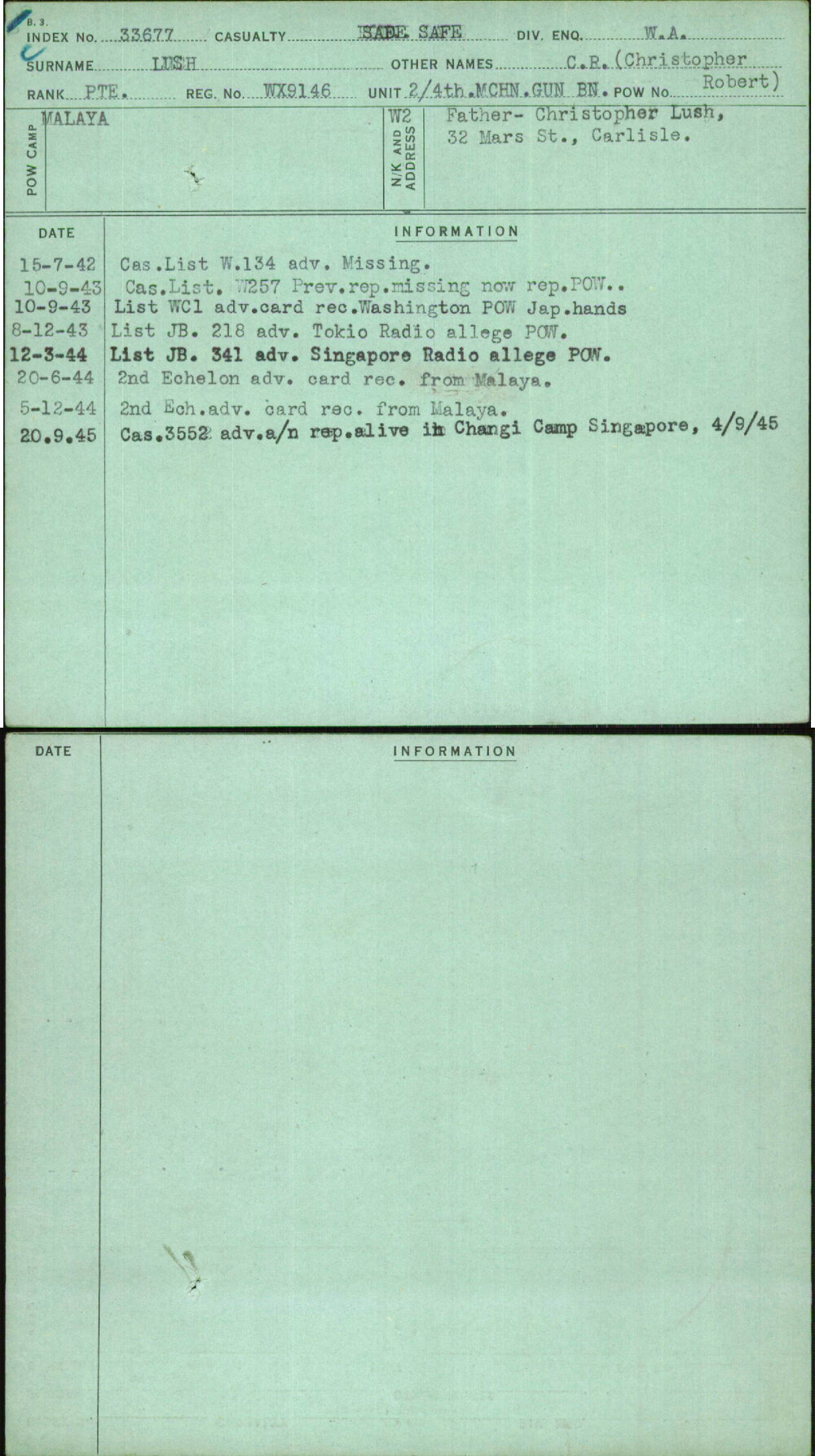 Lush, C R (Christopher Robert), WX9146