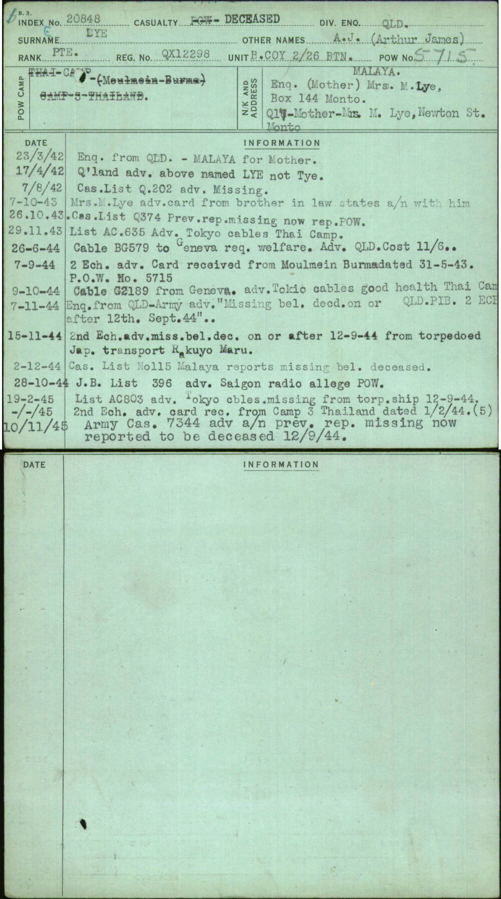 Lye, A J (Arthur James), QX12298