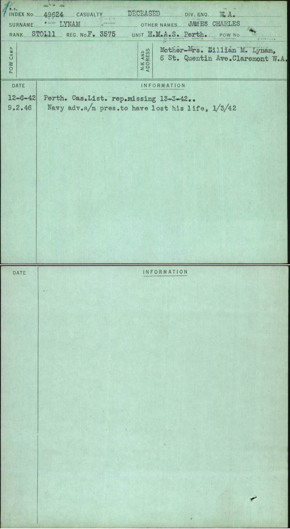 Lynam, James Charles, F3575