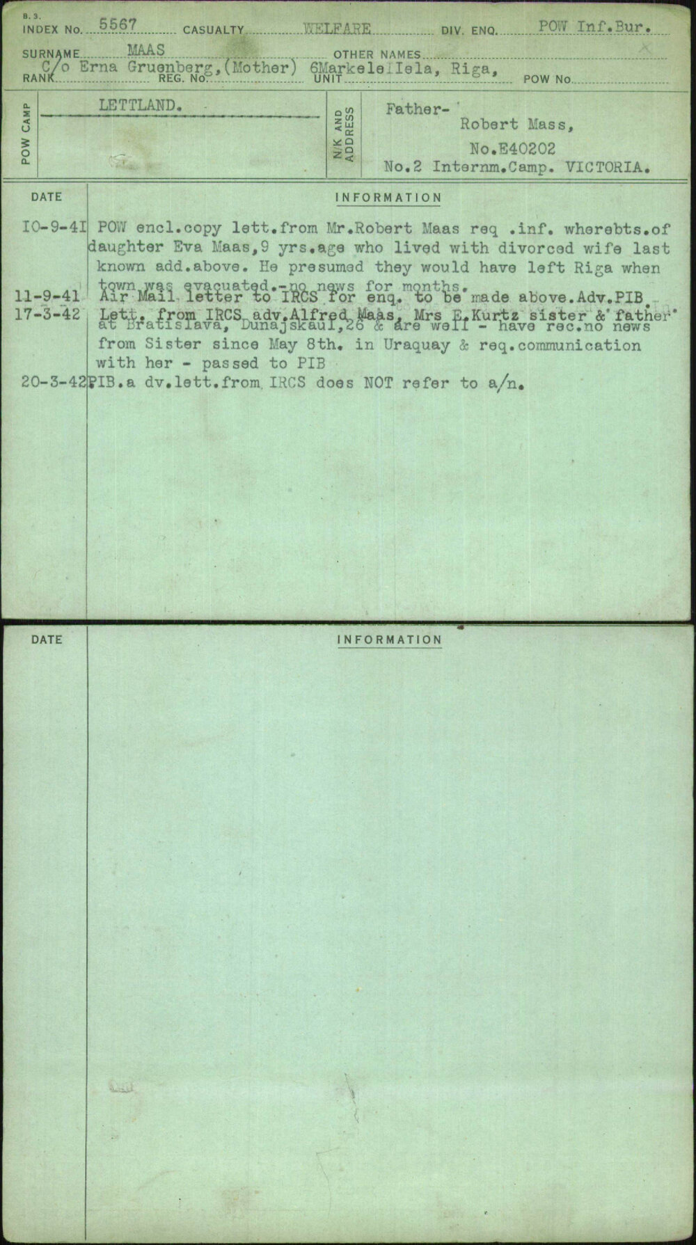 Maas, [No Given Name], [No Service Number]