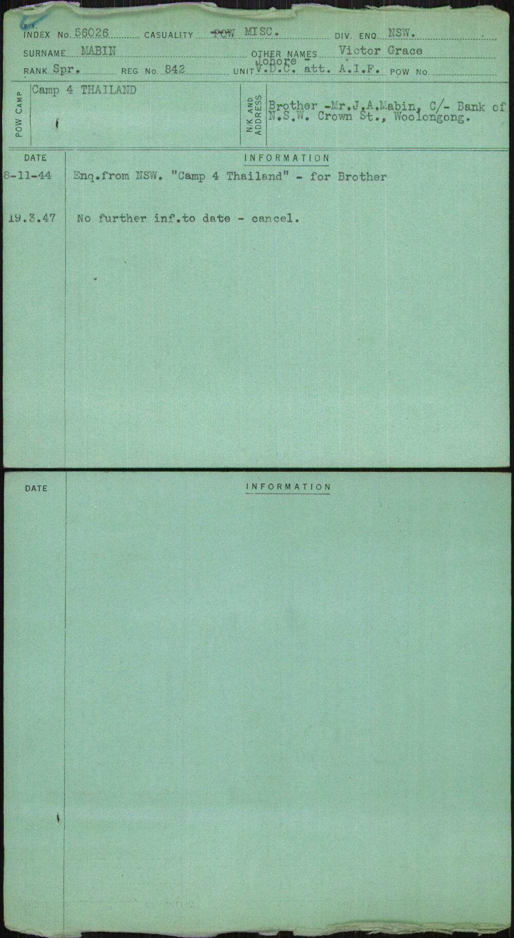 Mabin, Victor Grace, 842