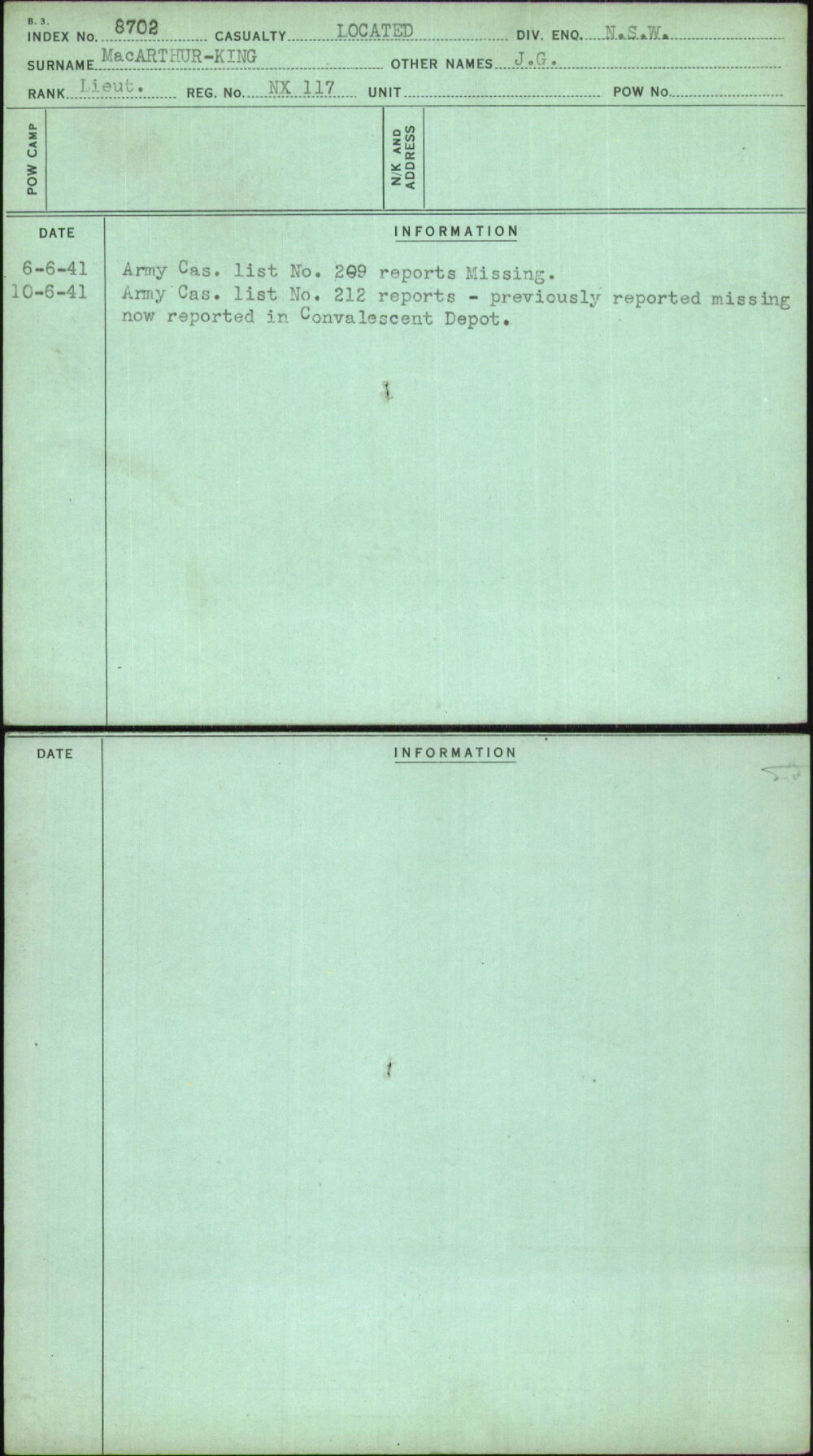 Macarthur-King, J G, NX117