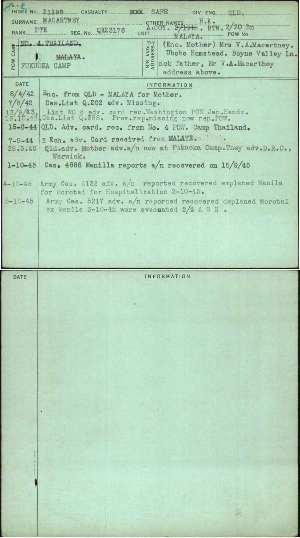 Macartney, H K, QX23176