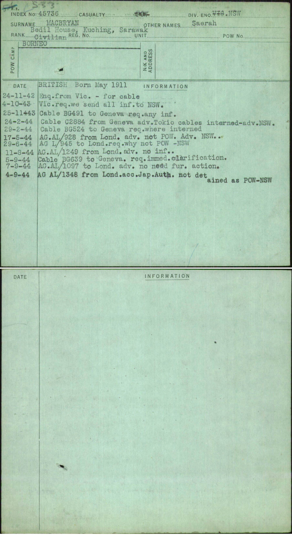 Macbryan, Saerah, [No Service Number]