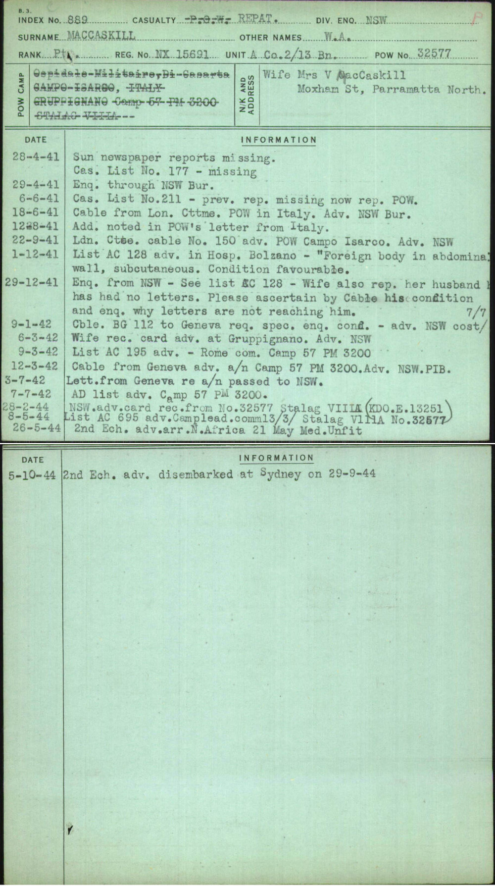 Maccaskill, W A, NX15691