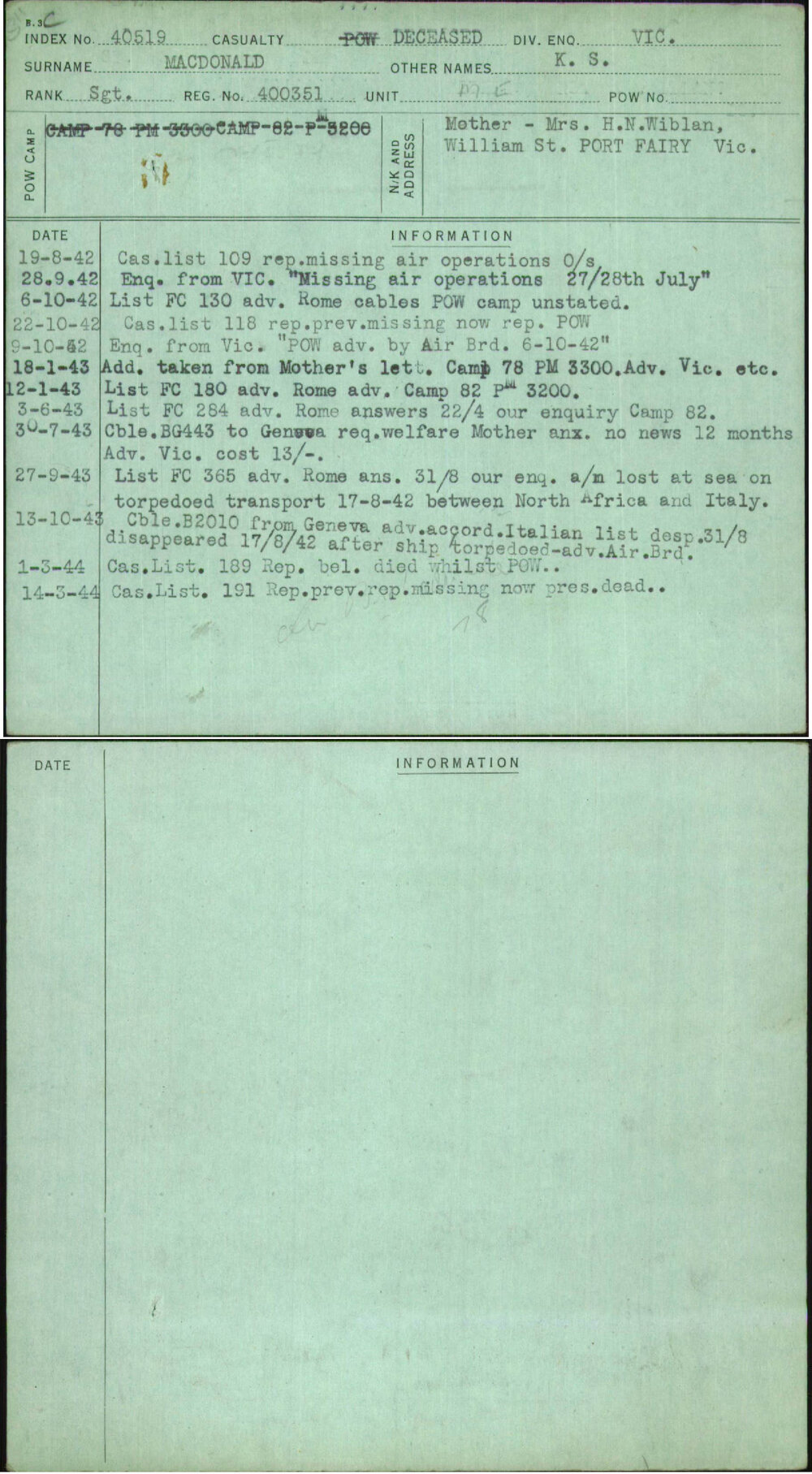 Macdonald, K S, 400351