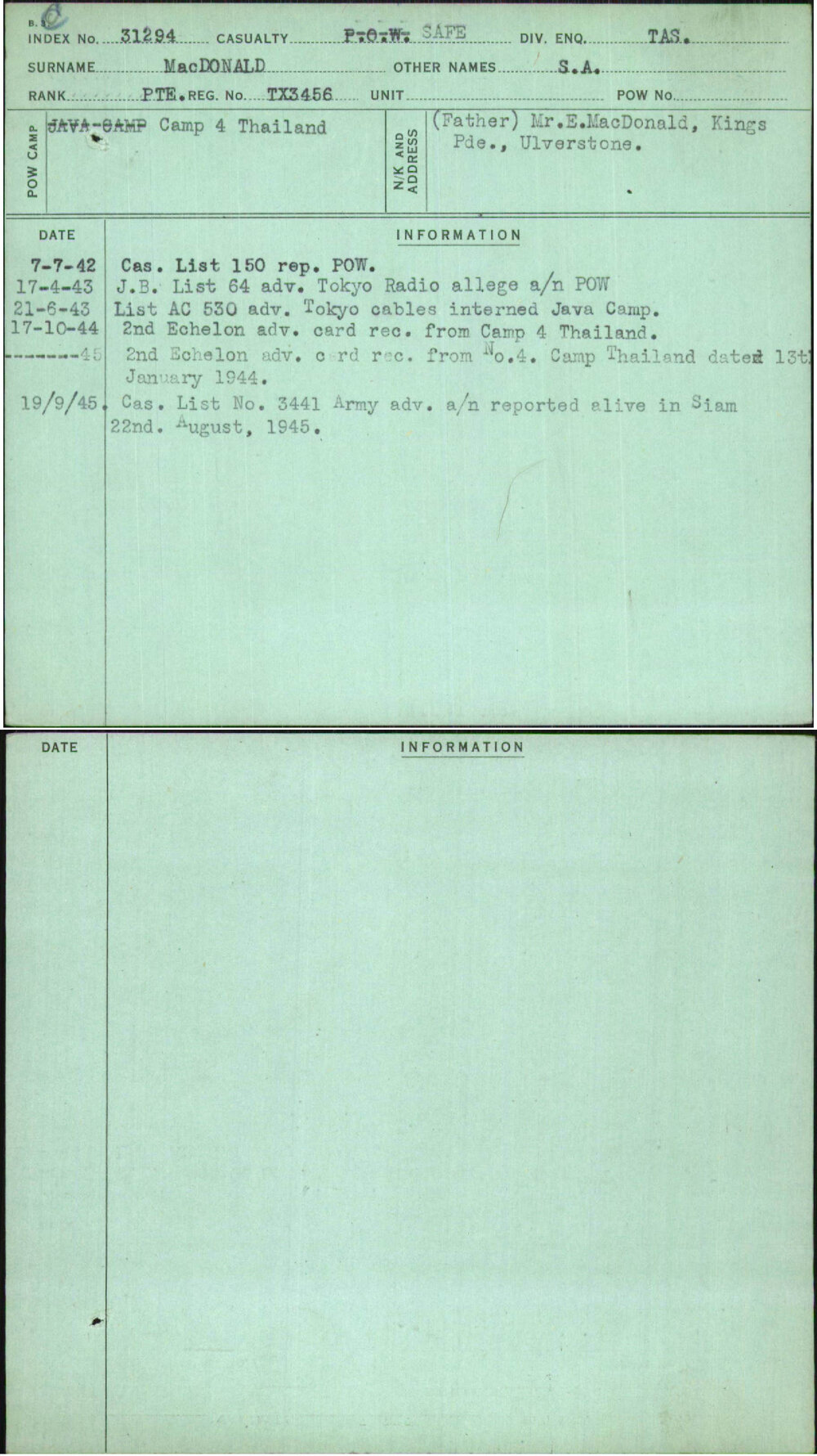 Macdonald, S A, TX3456