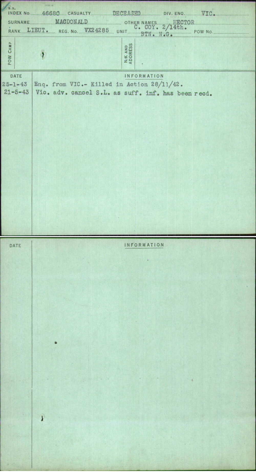 Macdonald, Hector, VX24285