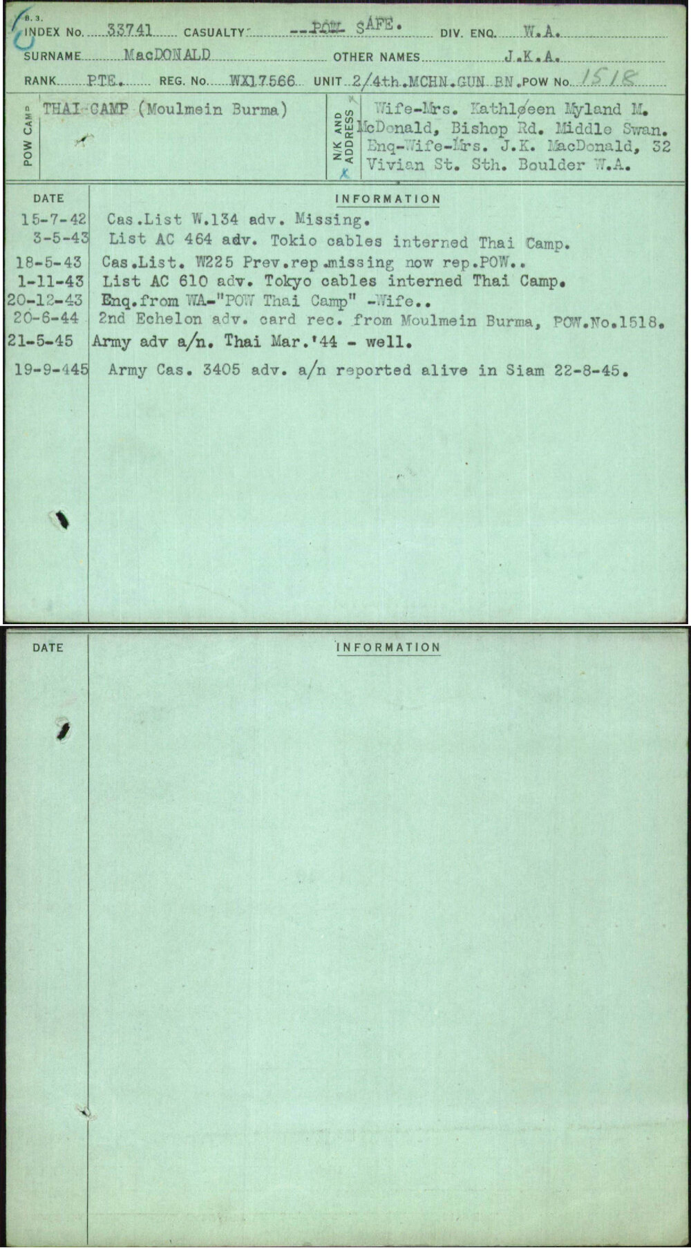 Macdonald, J K A, WX17566