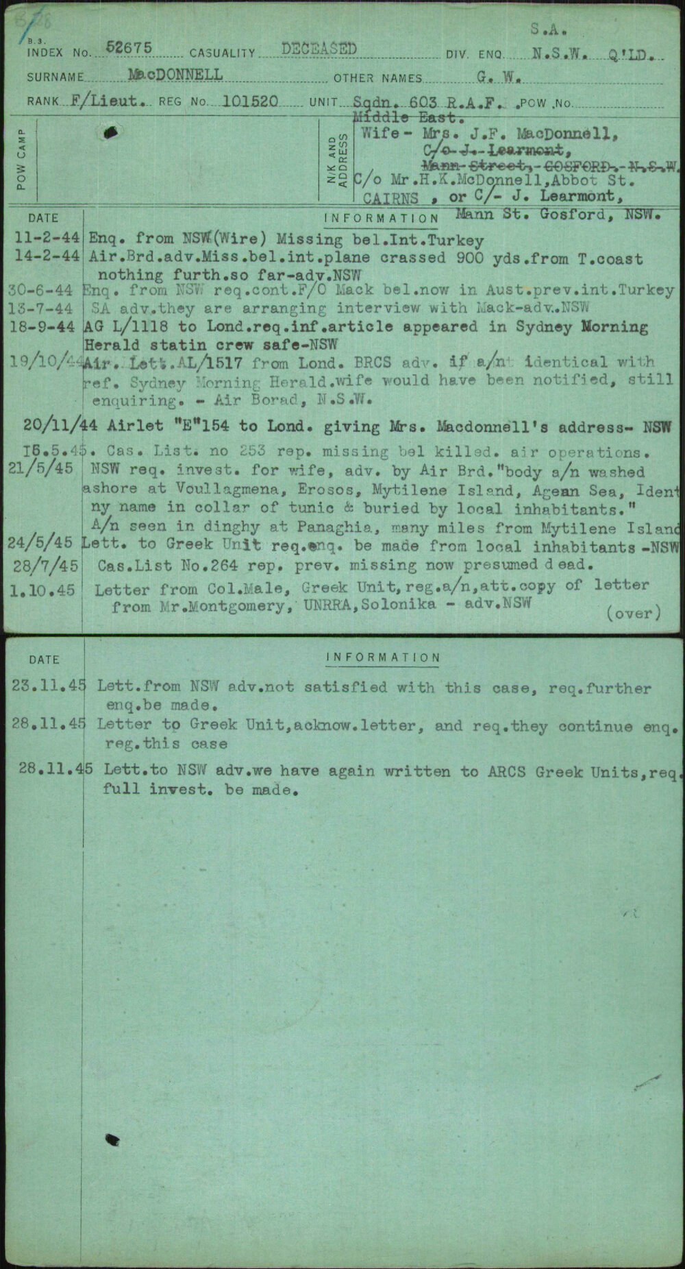 Macdonnell, G W, 101520