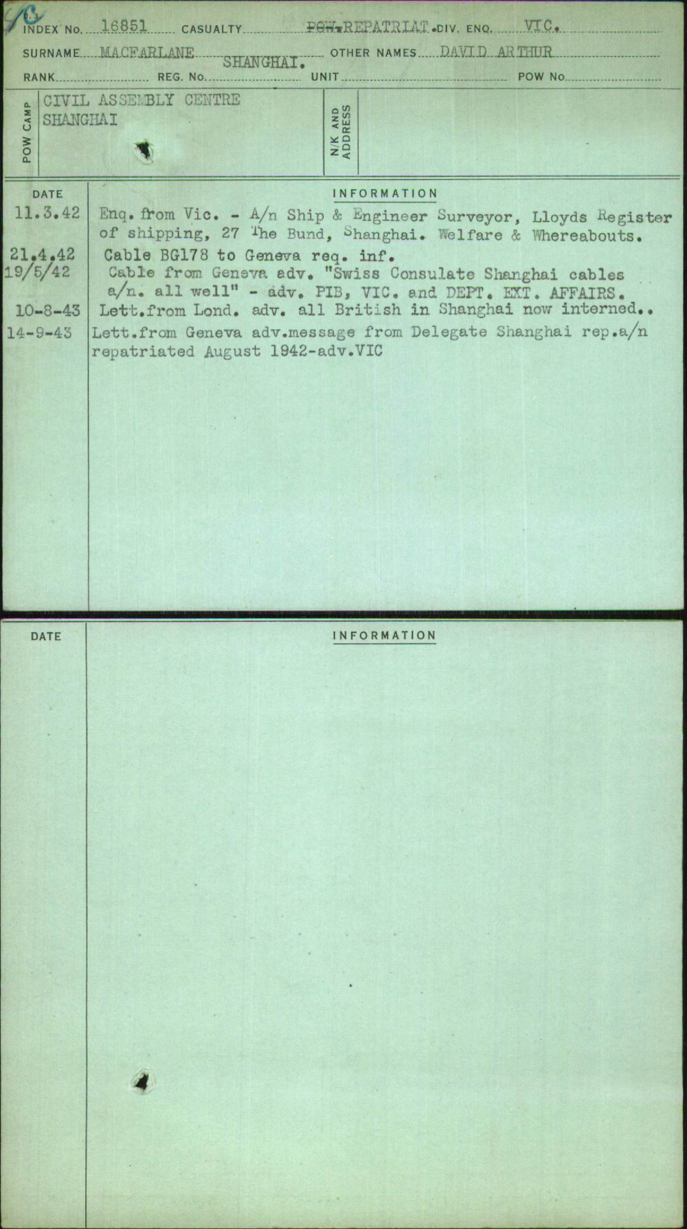 Macfarlane, David Arthur, Shanghai