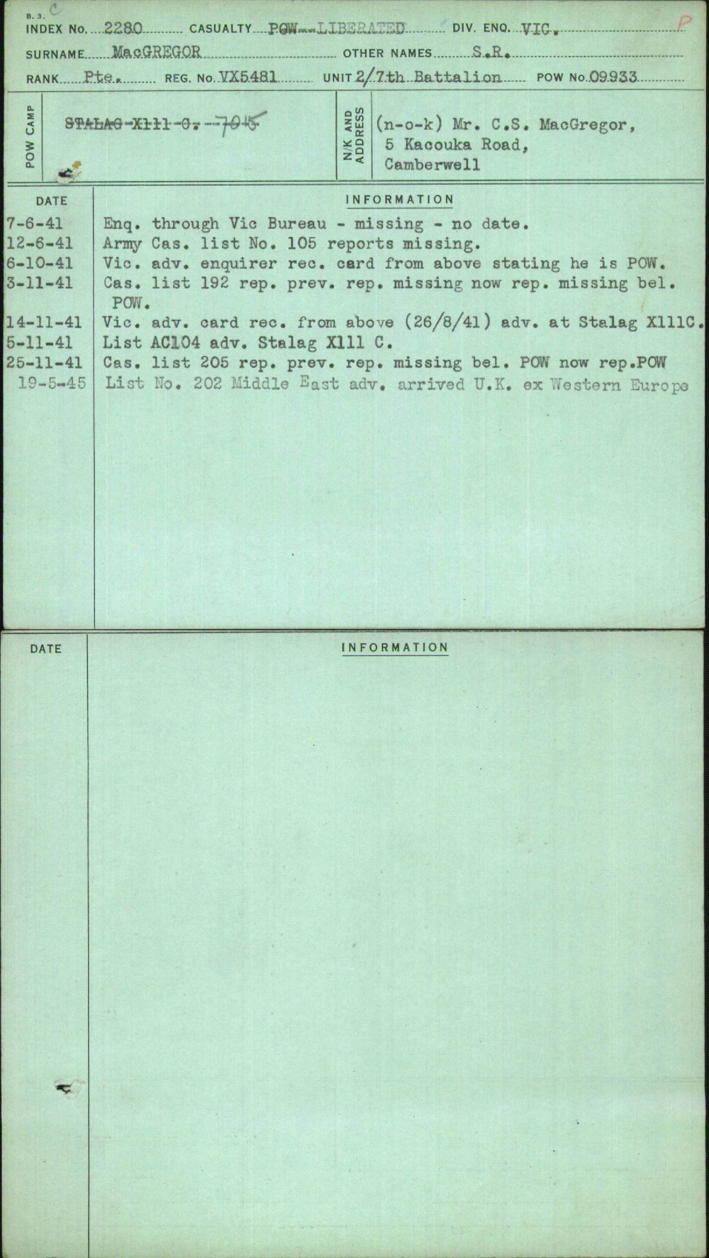 Macgregor, S R, VX5481