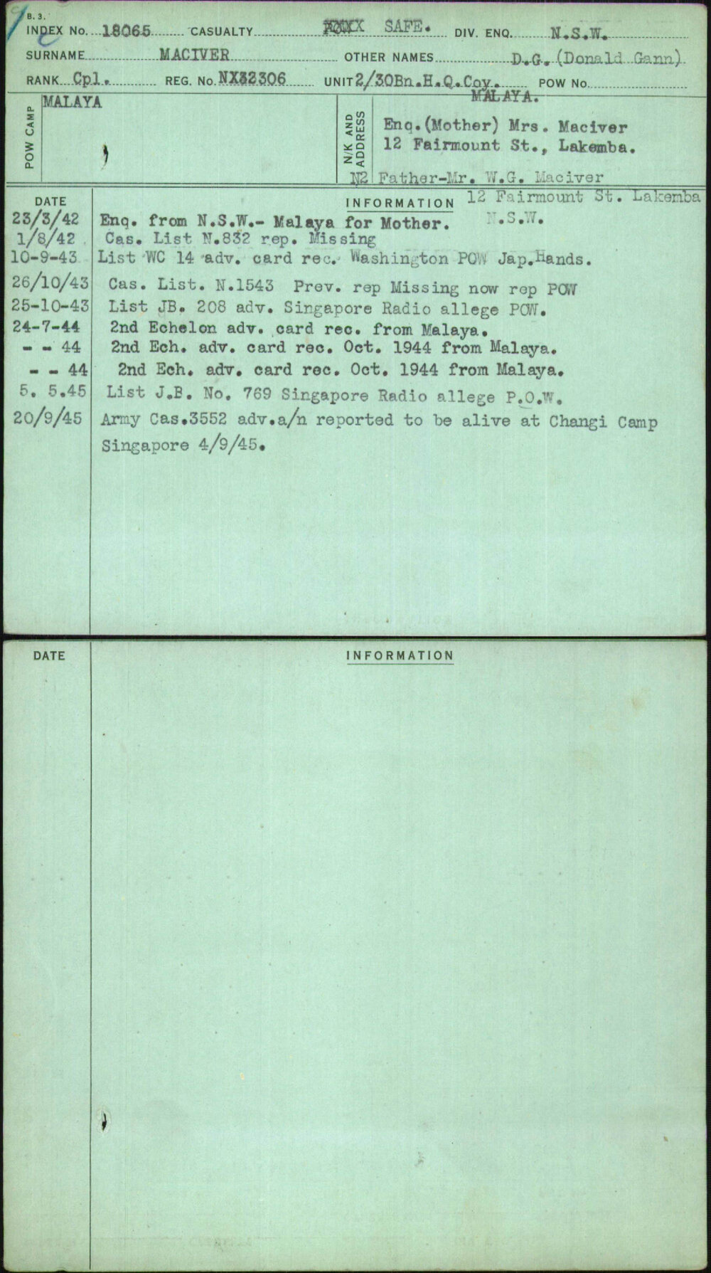 Maciver, D G (Donald Gann), NX32306