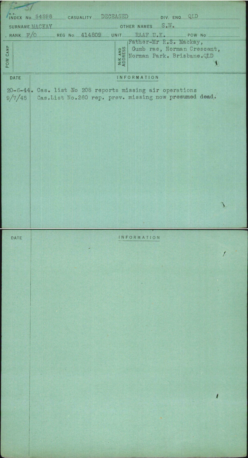 Mackay, S W, 414809