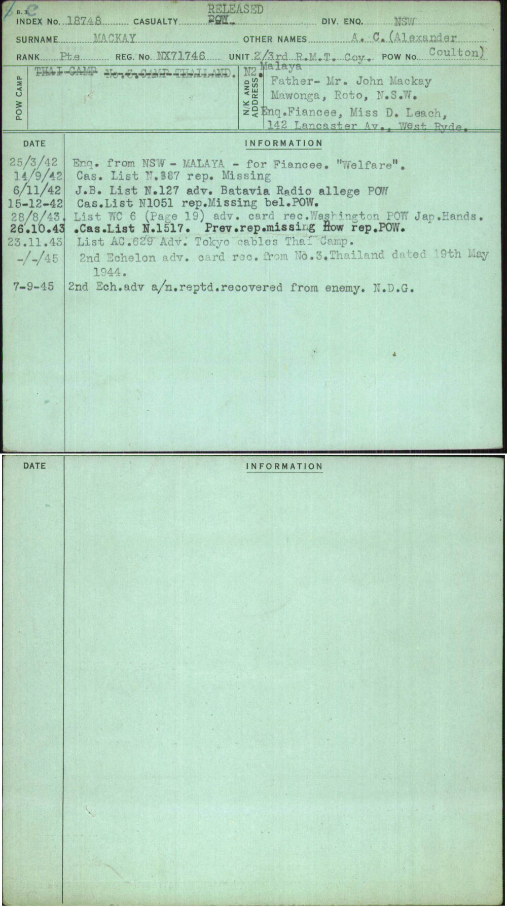 Mackay, A C (Alexander Coulton), NX71746