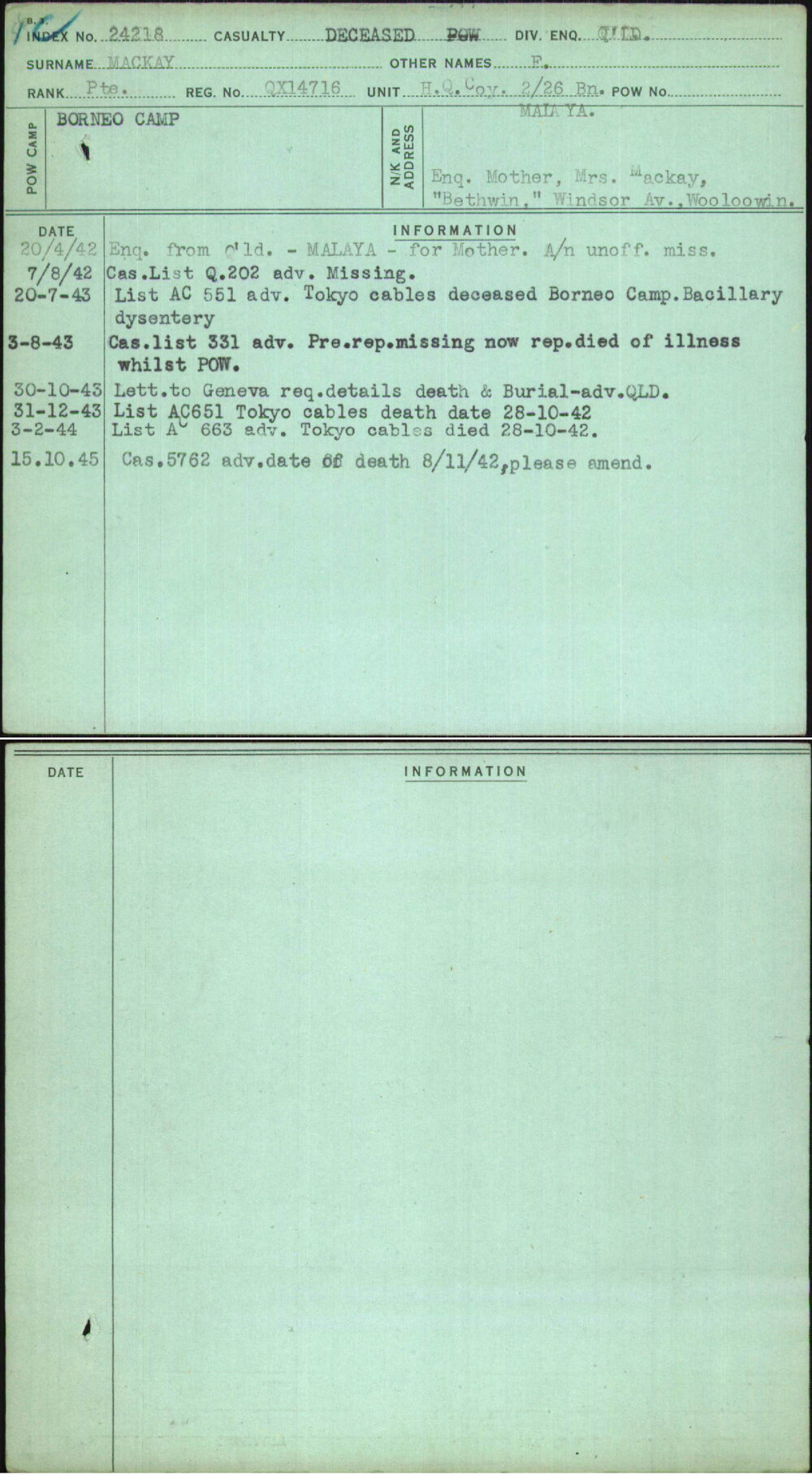 Mackay, F, QX14716