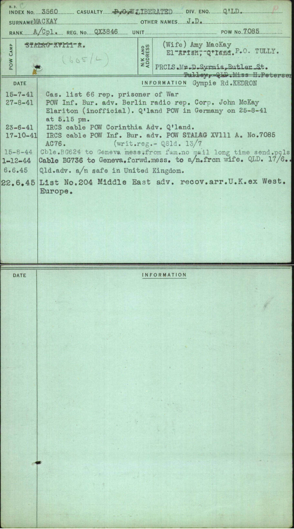 Mackay, J D, QX3846