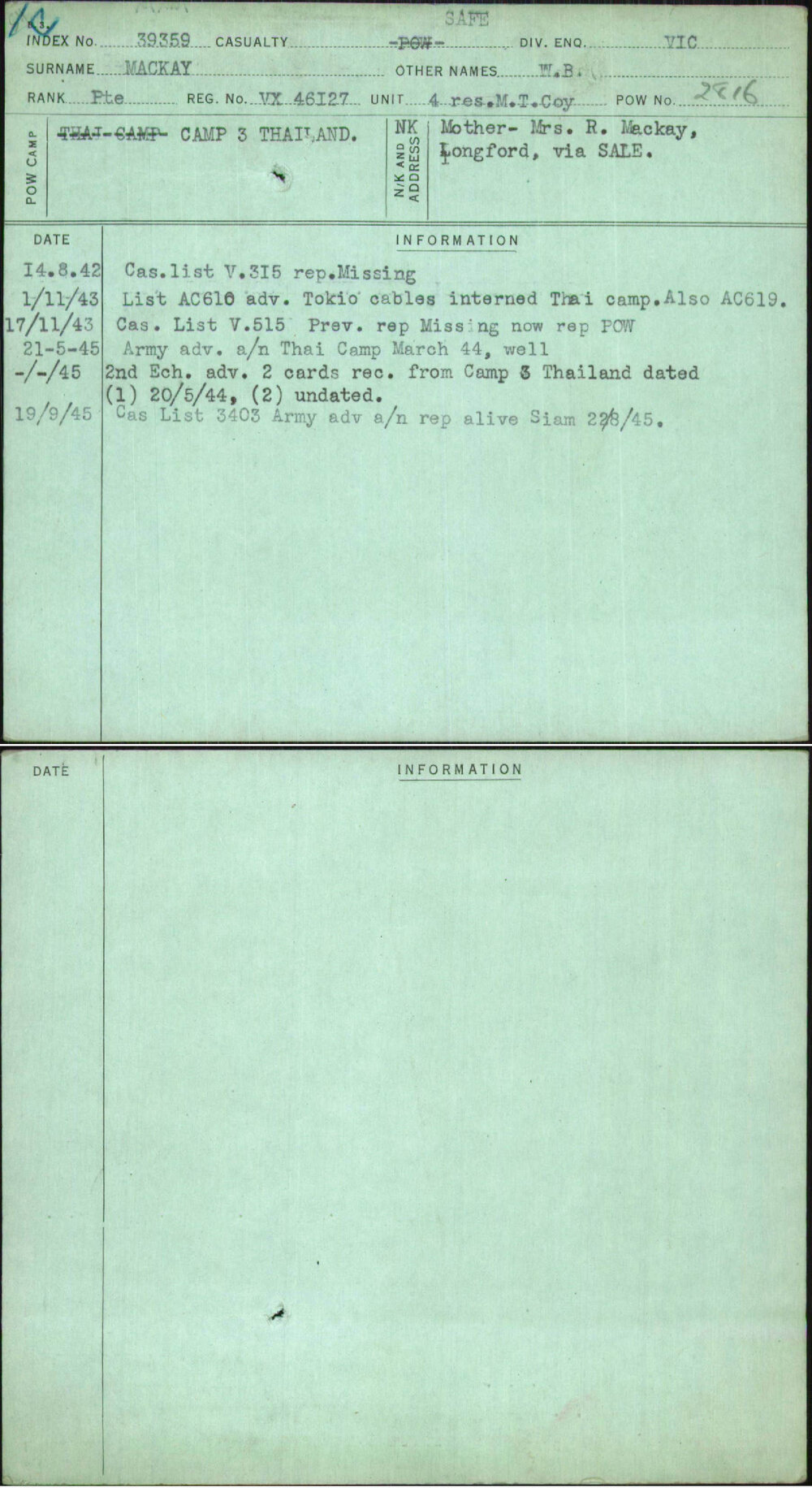 Mackay, W B, VX46127