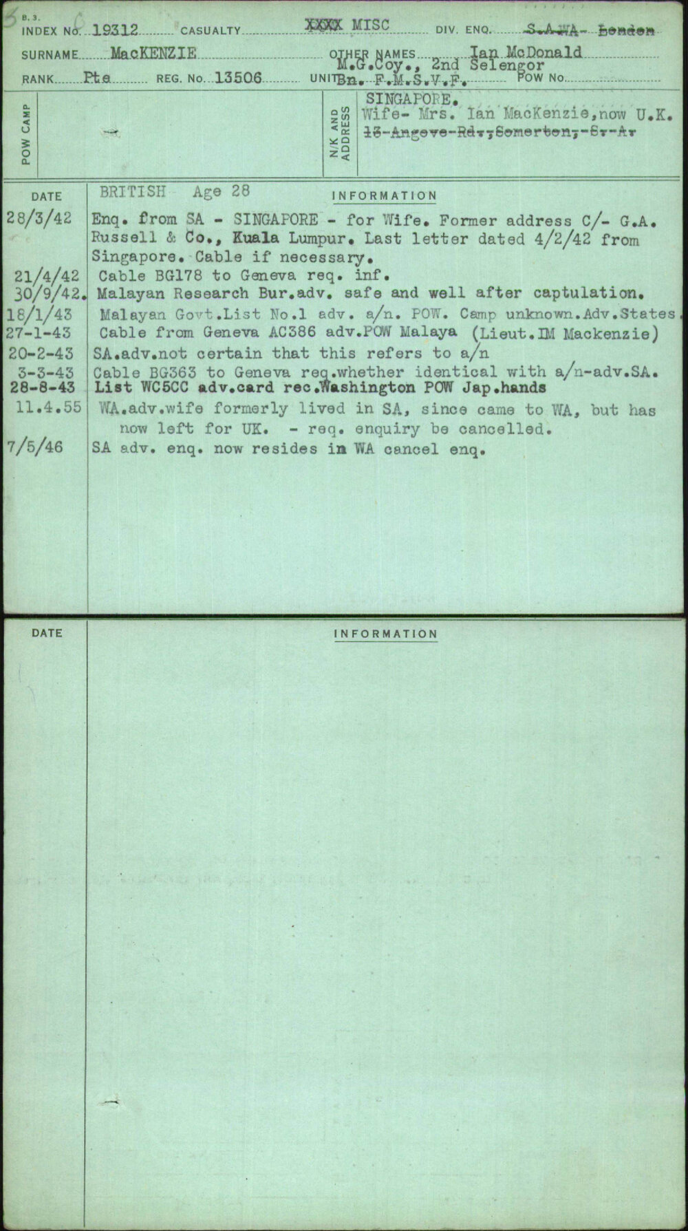 Mackenzie, Ian Mcdonald, 13506