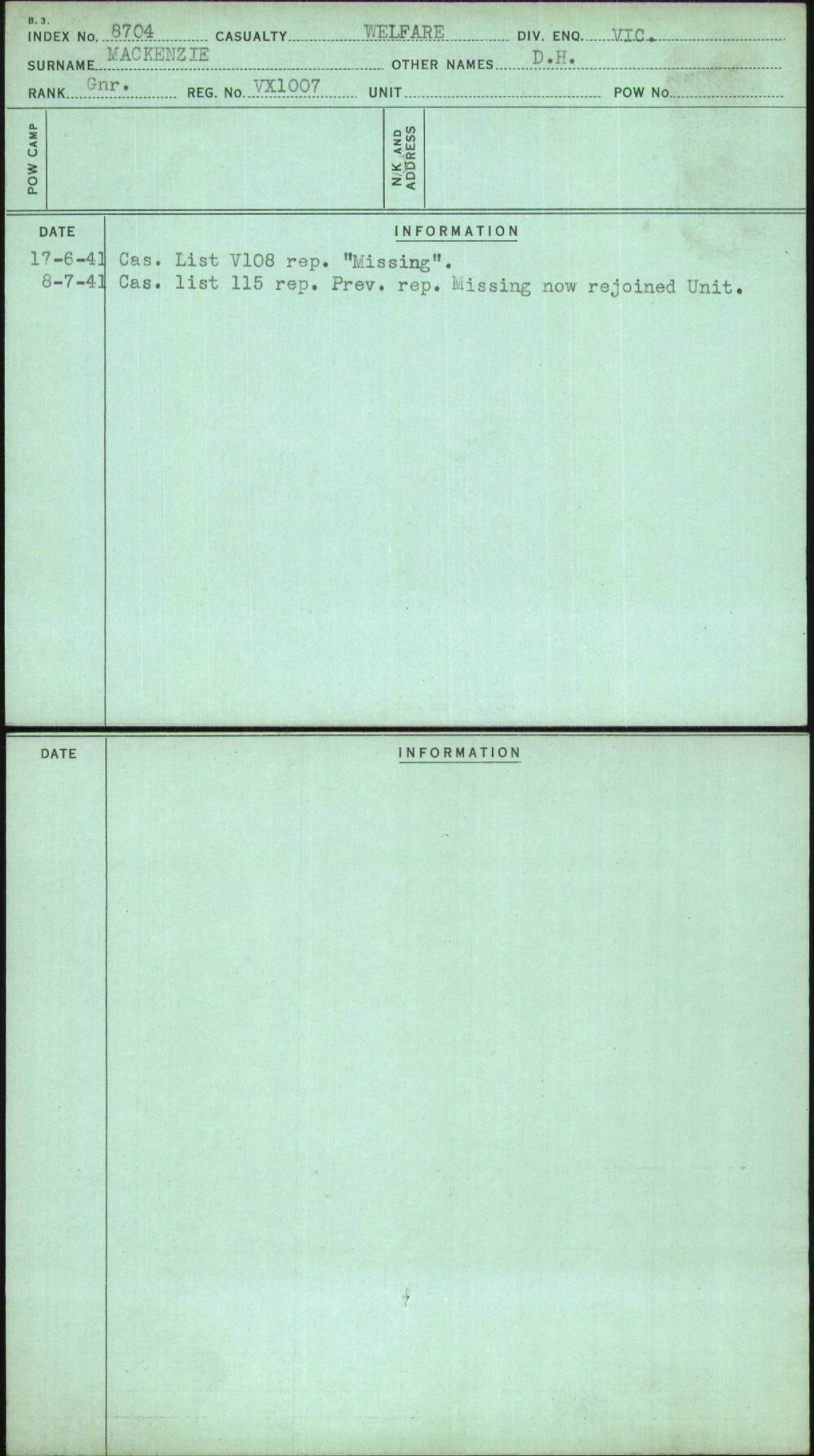 Mackenzie, D H, VX1007