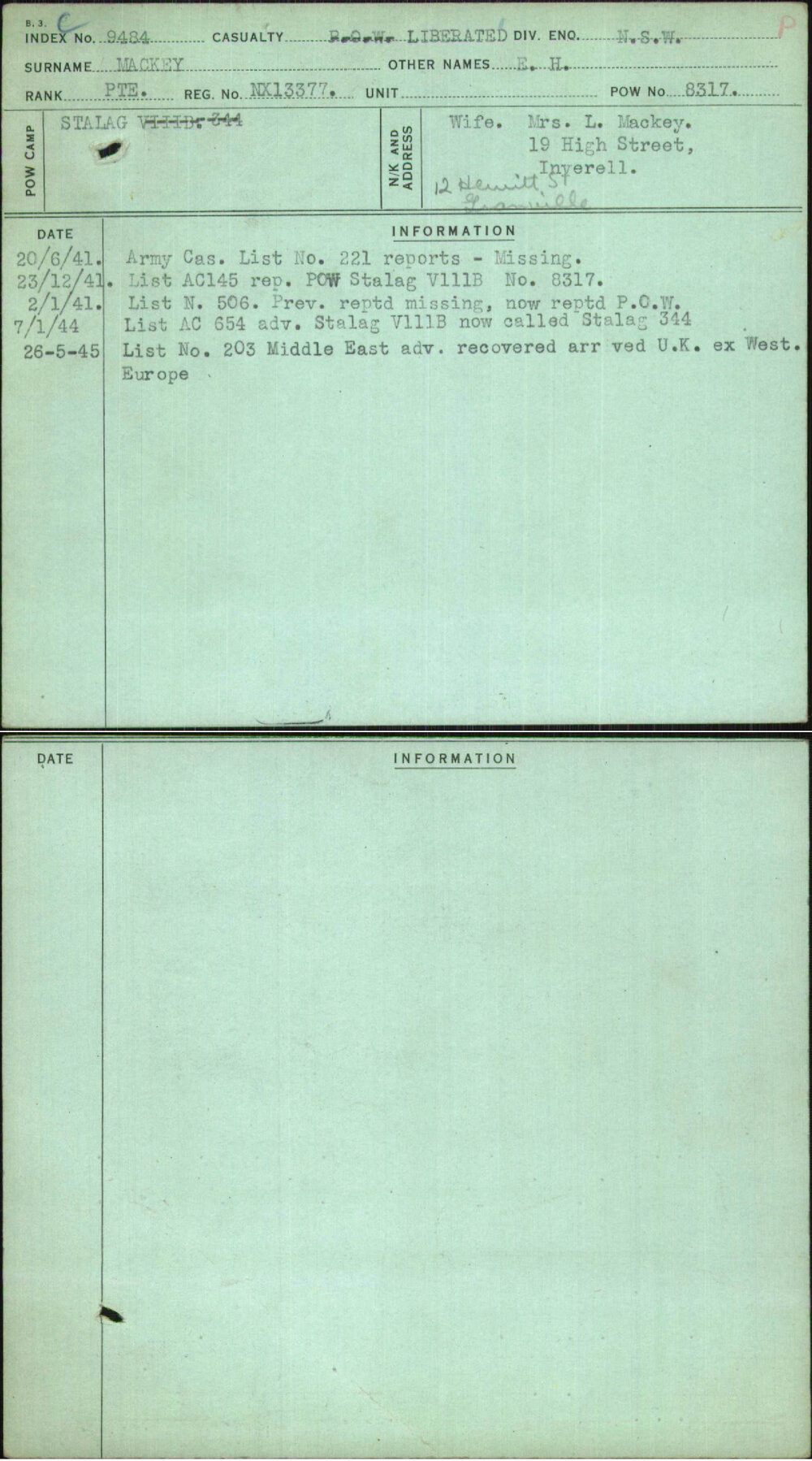 Mackey, E H, NX13377