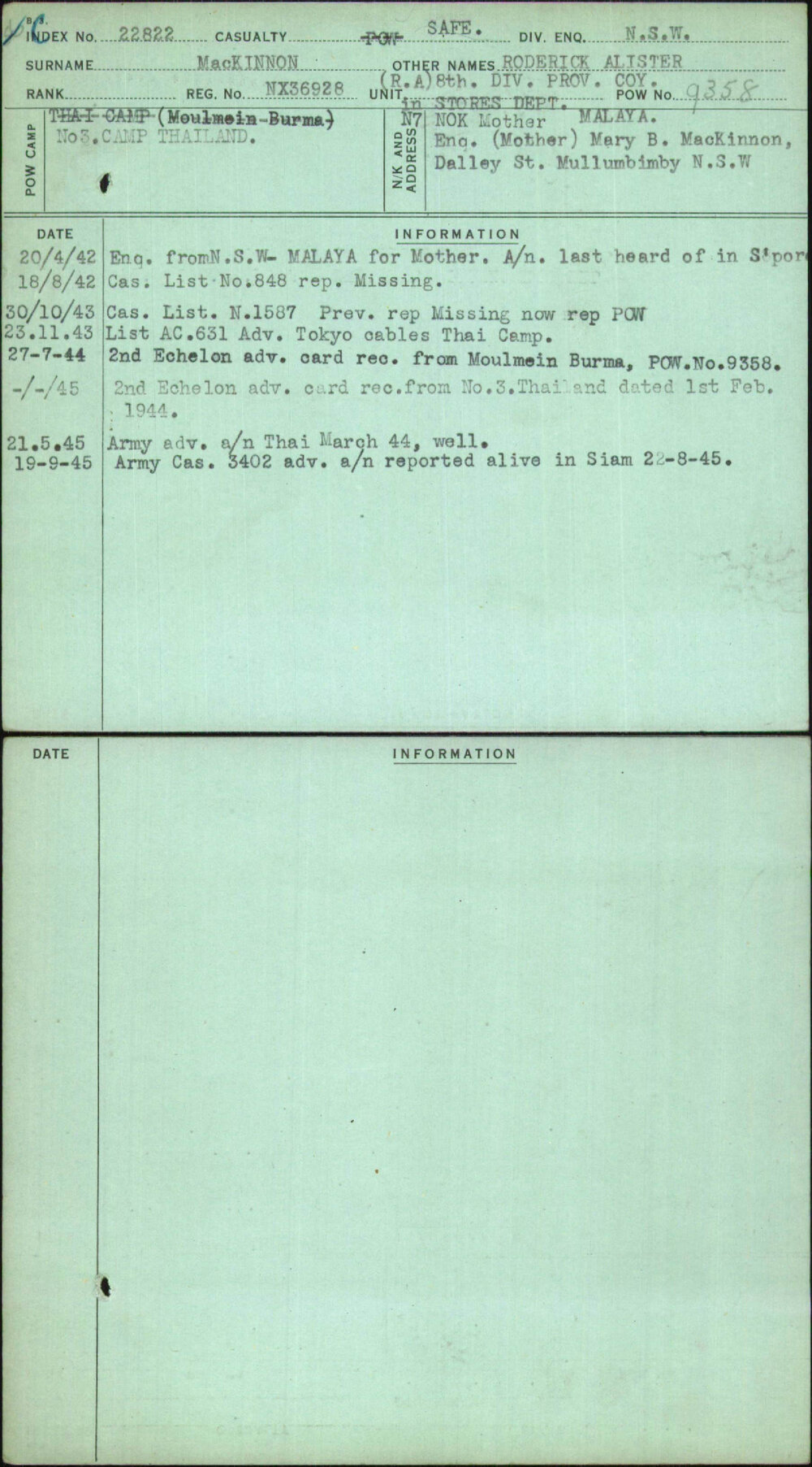 Mackinnon, Roderick Alister, NX36928