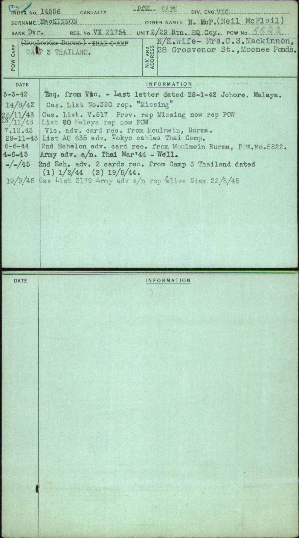 Mackinnon, N Mcp (Neil Mcplail), VX21754