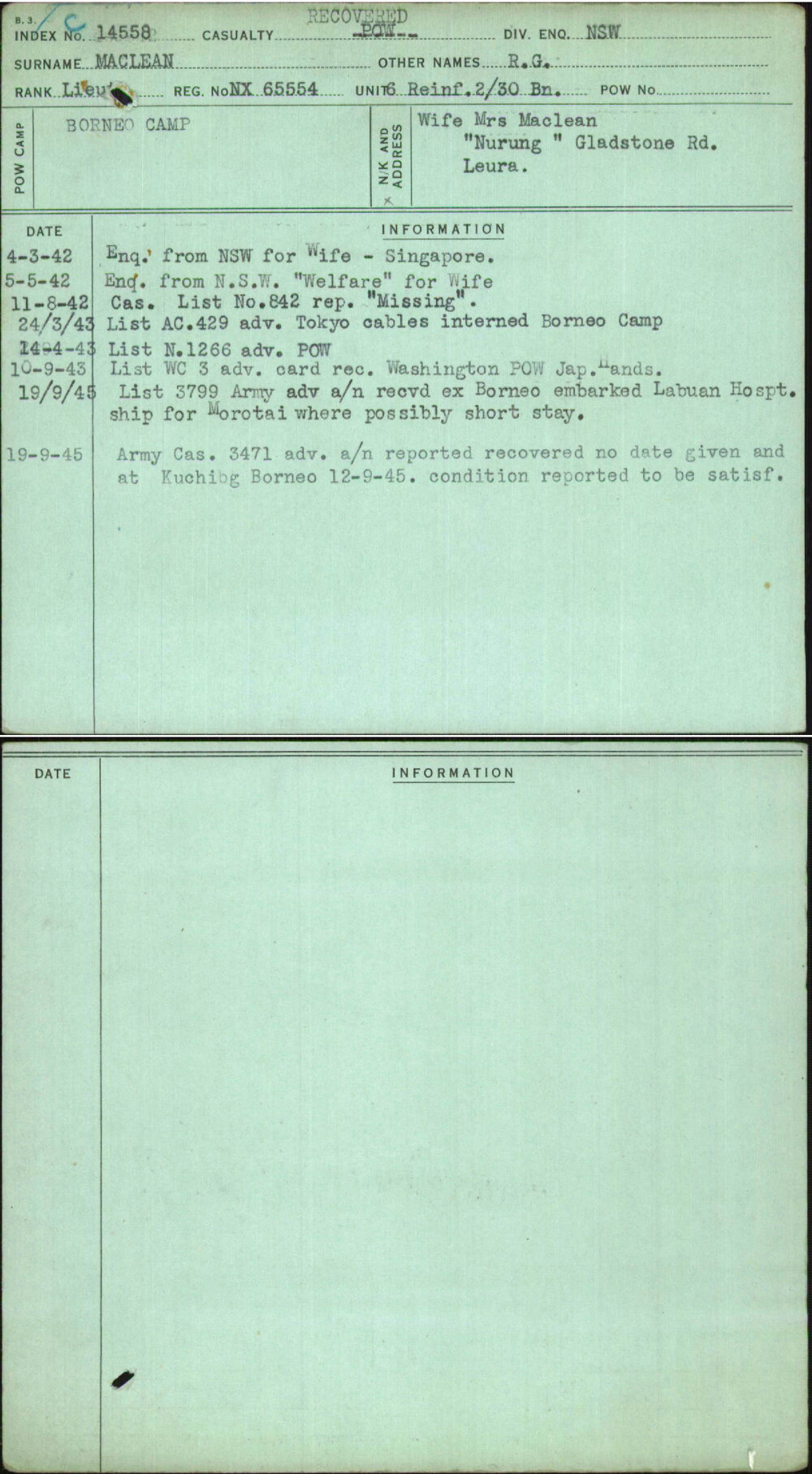 Maclean, R G, NX65554