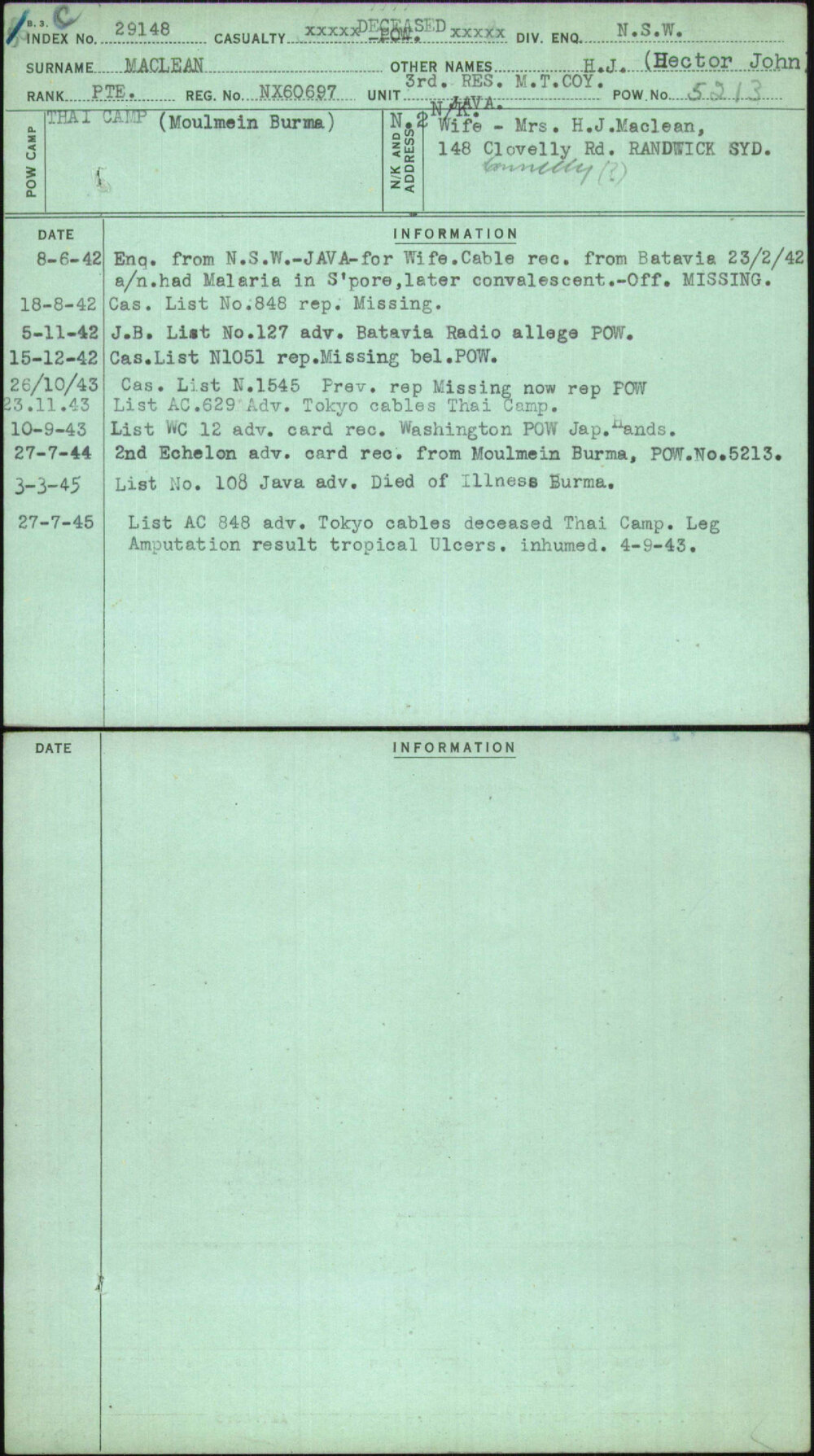 Maclean, H J (Hector John), NX60697