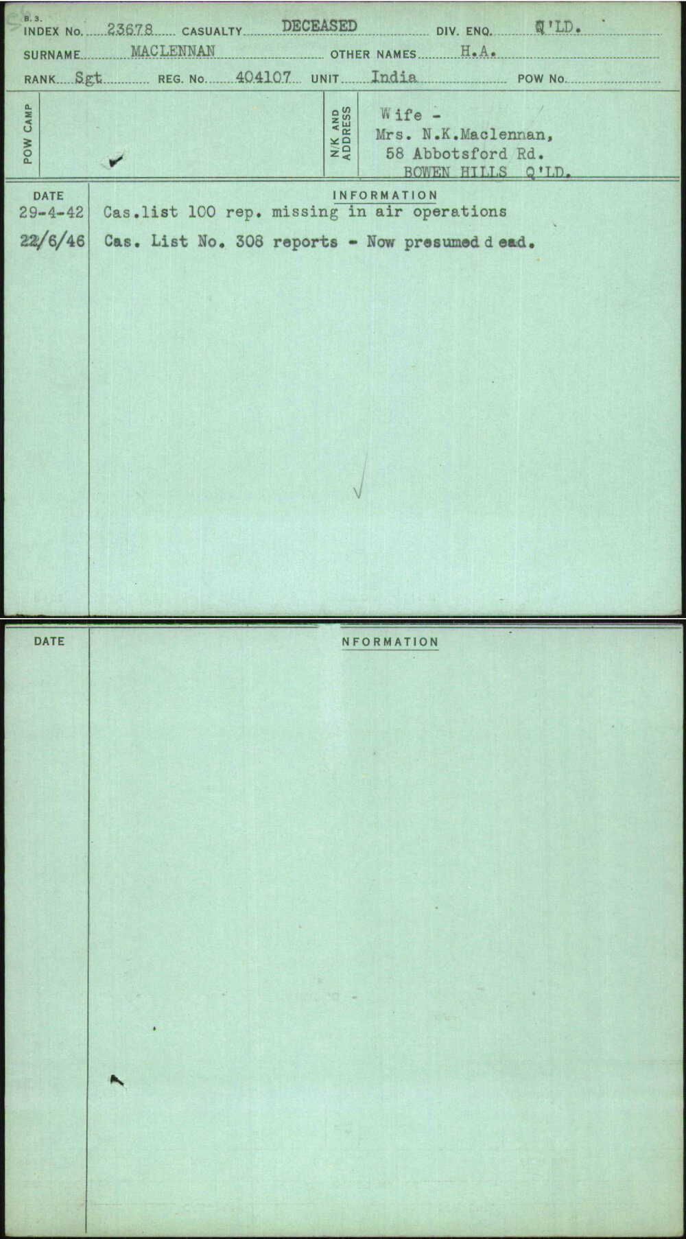 Maclennan, H A, 404107