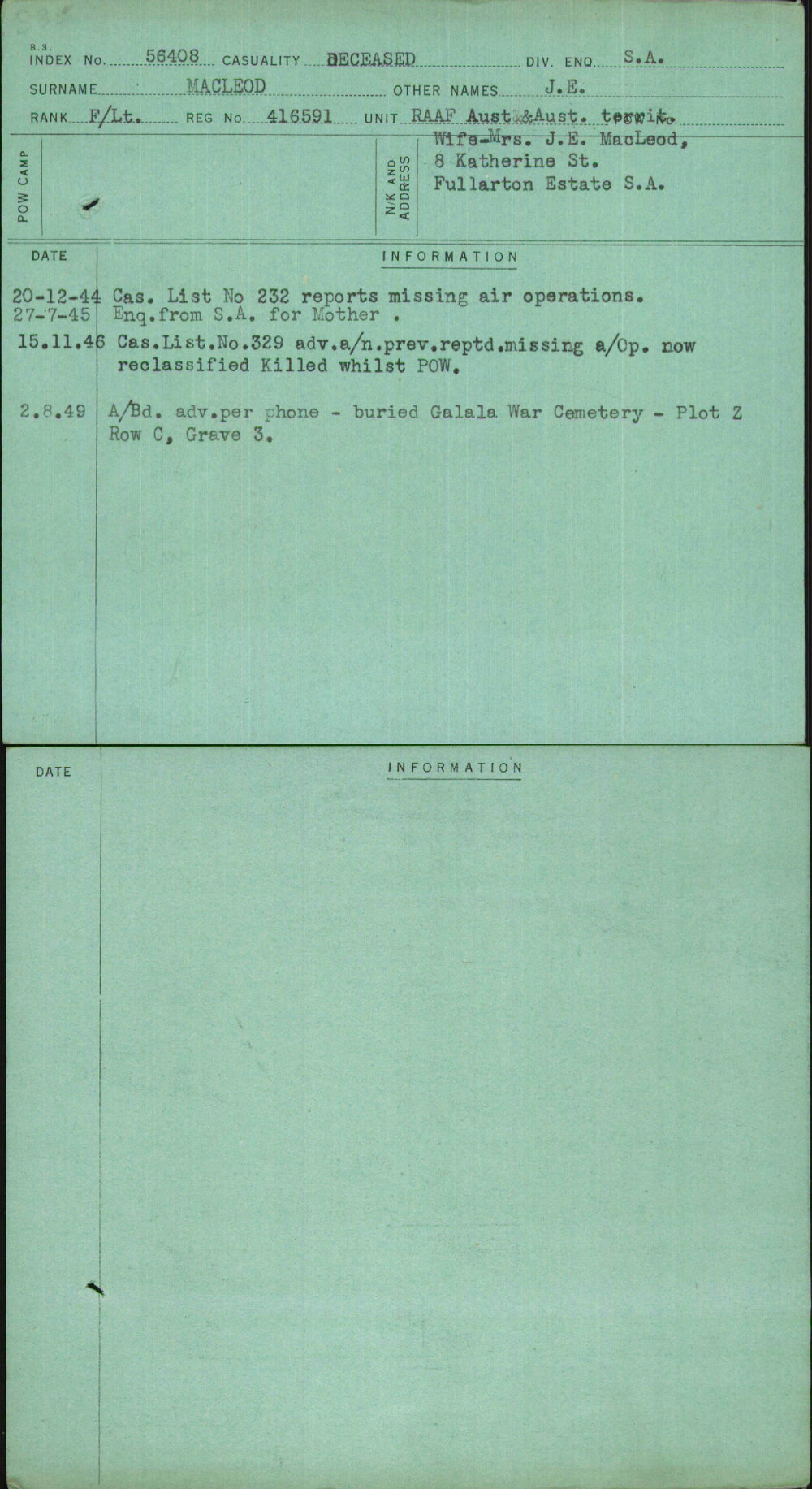 Macleod, J E, 416591