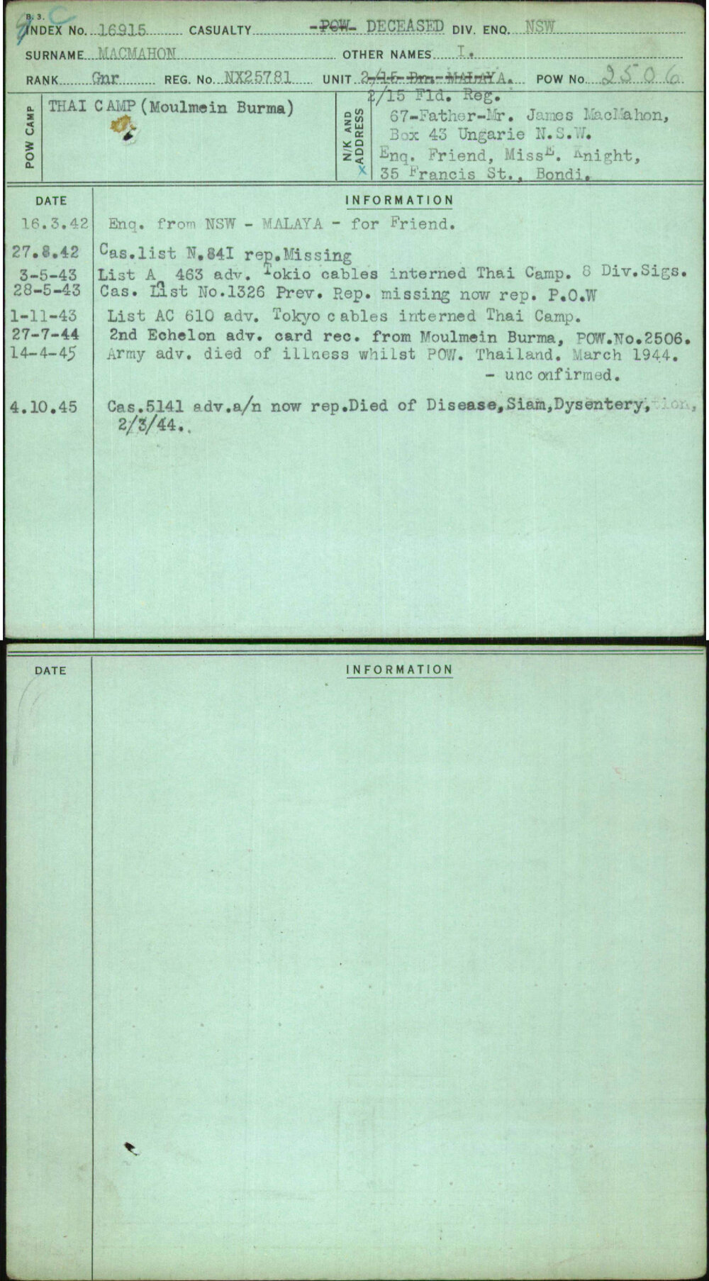 Macmahon, I, NX25781