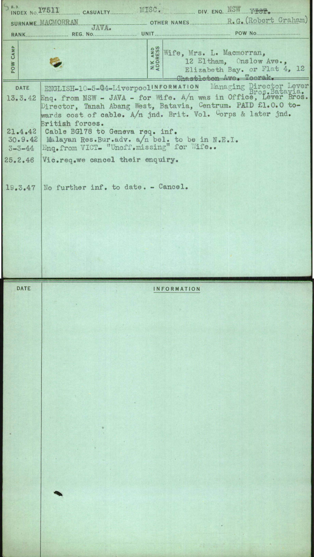 Macmorran, R G (Robert Graham), Java