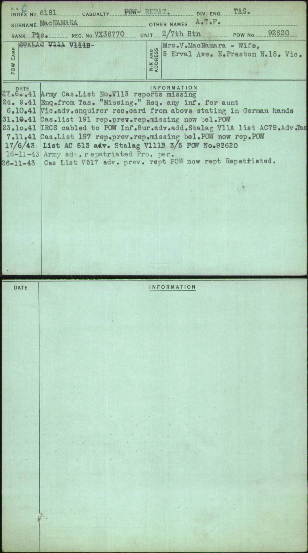 Macnamara, A T F, VX36770