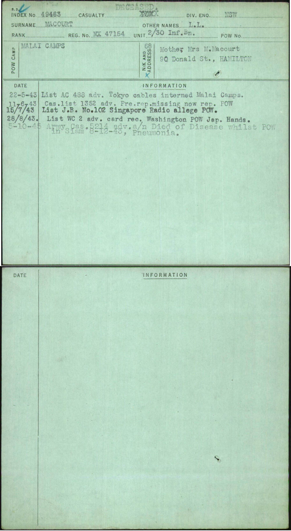 Macourt, L L, NX47154