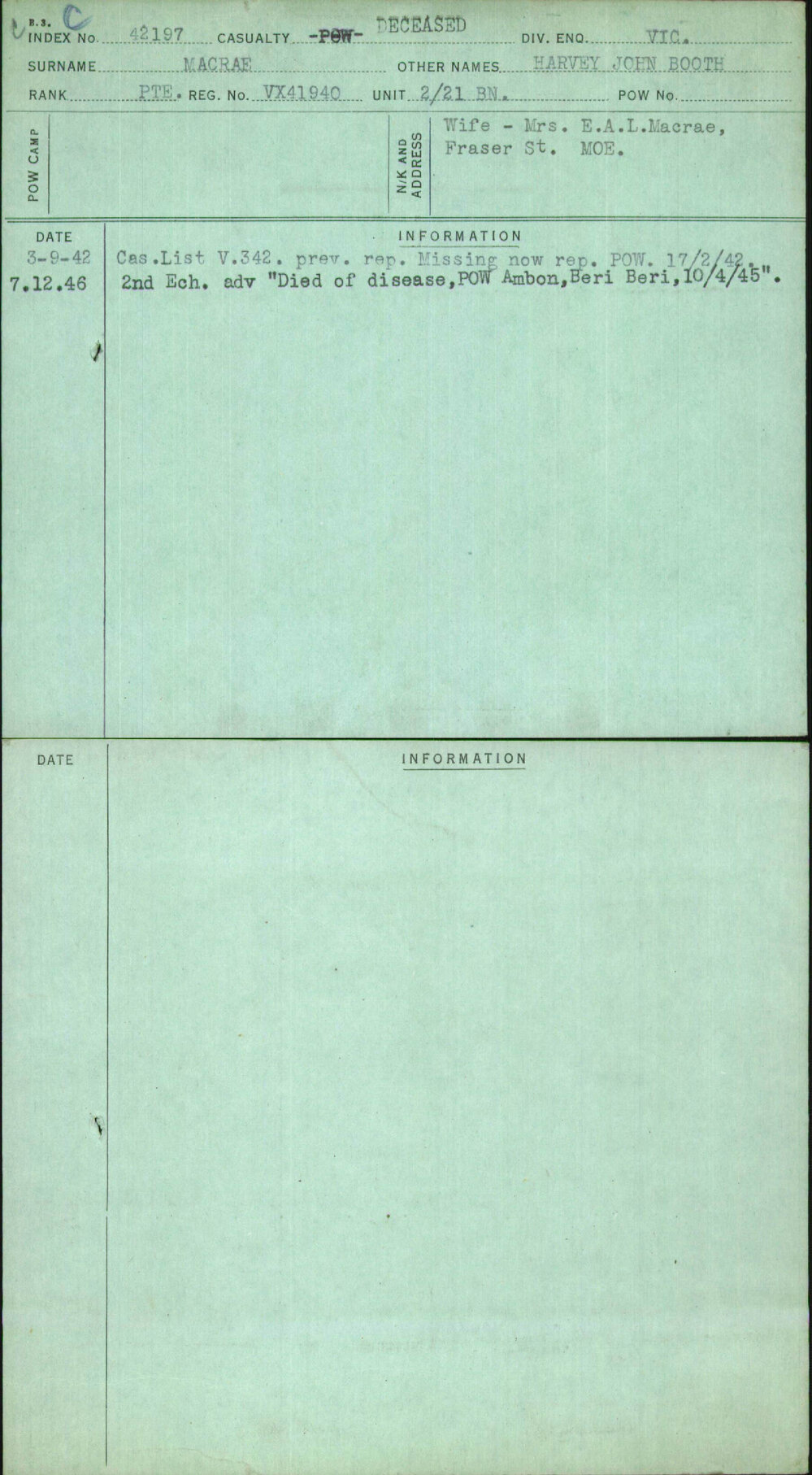 Macrae, Harvey John Booth, VX41940