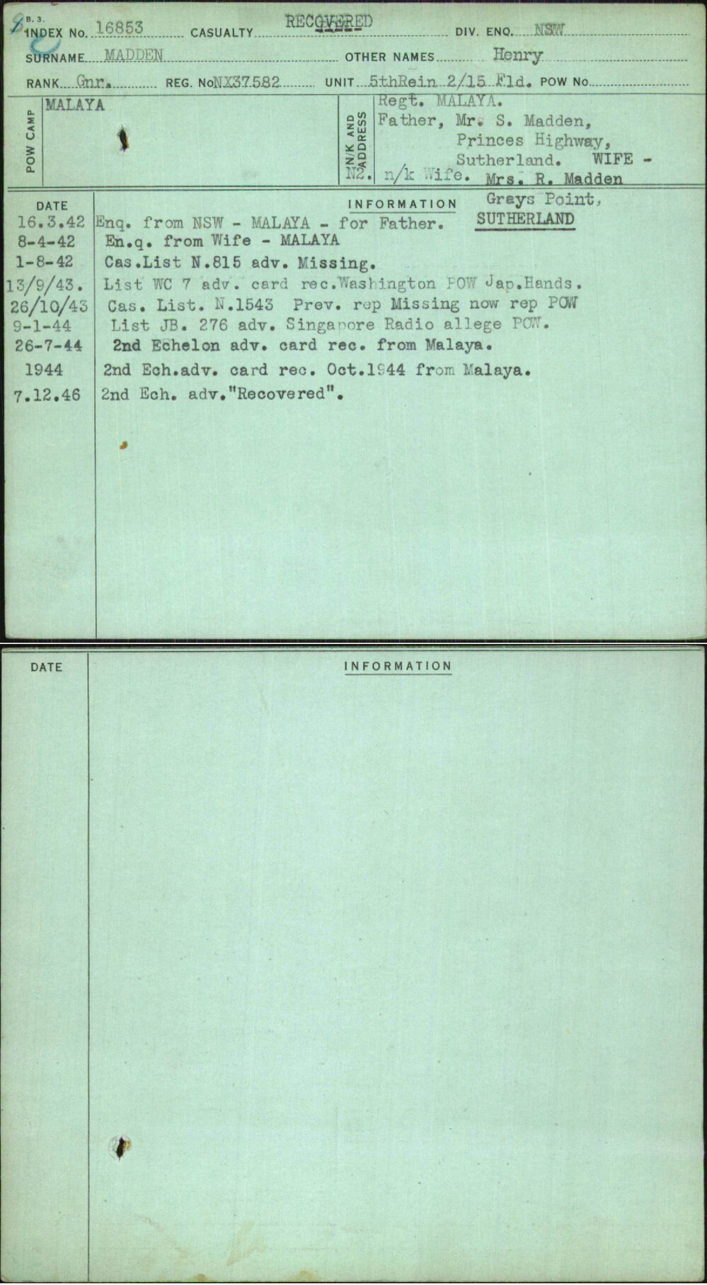 Madden, Henry, NX37582