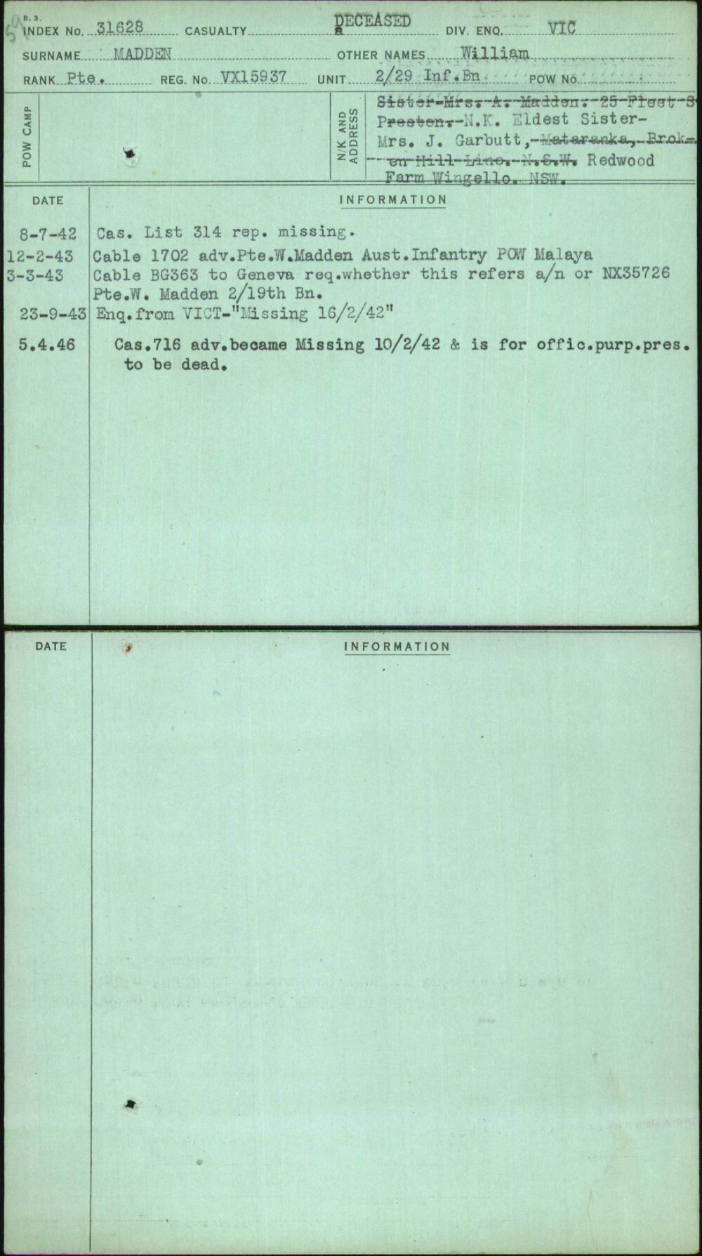 Madden, William, VX15937