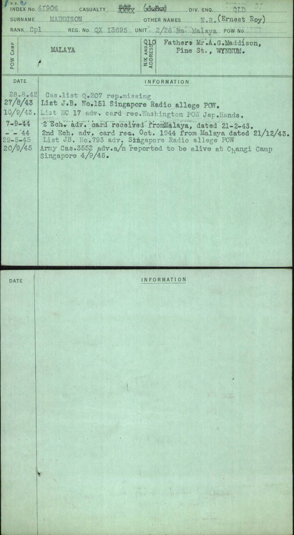 Maddison, E R (Ernest Roy), QX13695