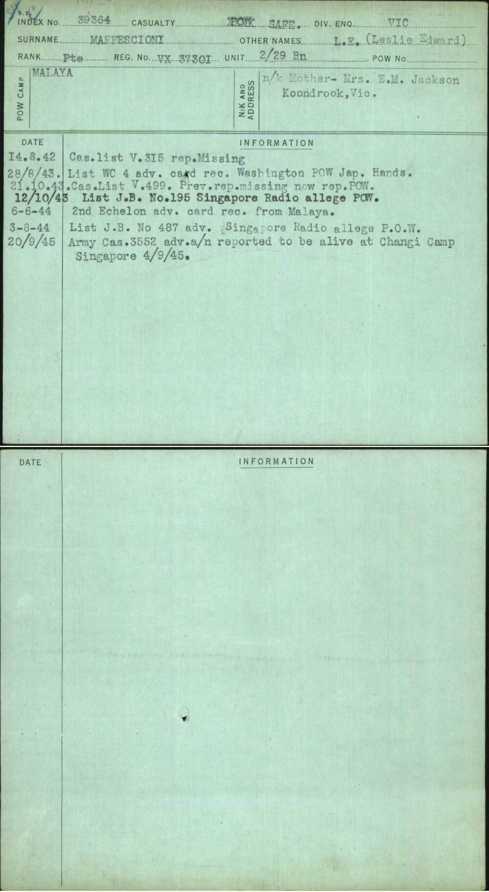 Maffescioni, L E (Leslie Edward), VX37301