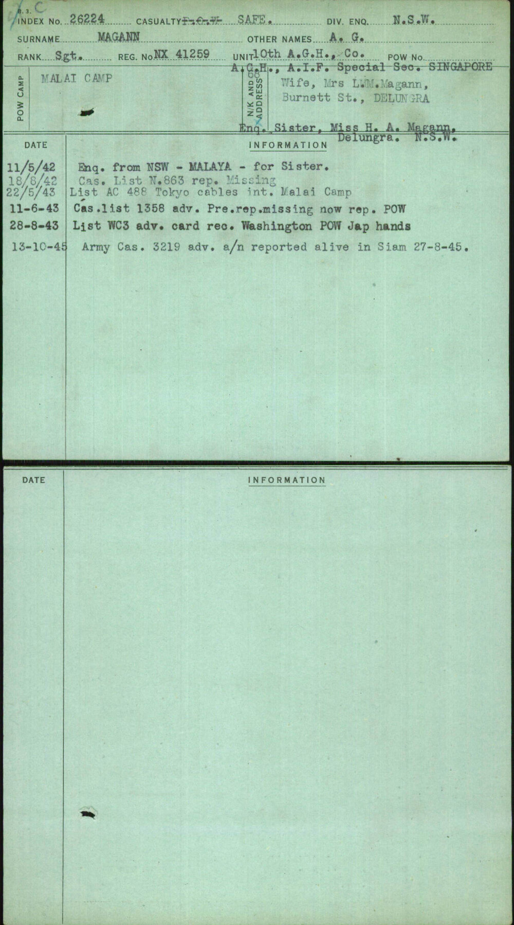 Magann, A G, NX41259