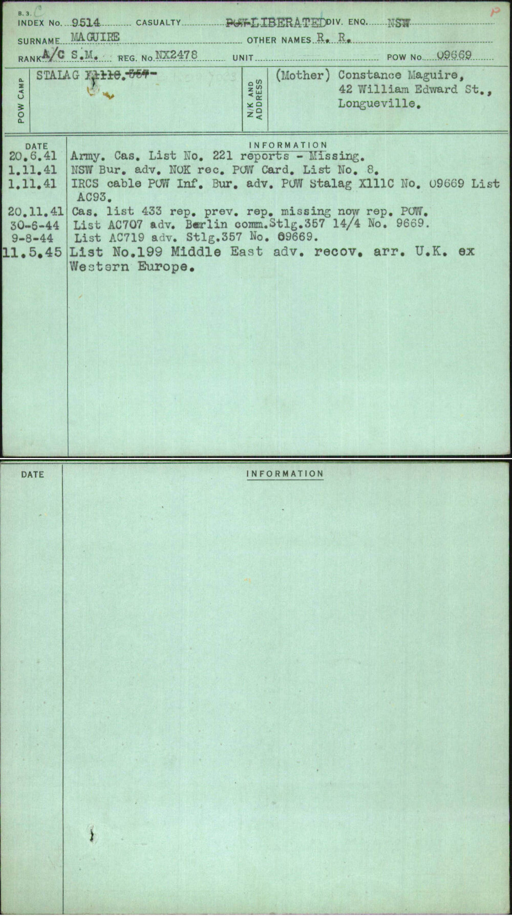 Maguire, R R, NX2478