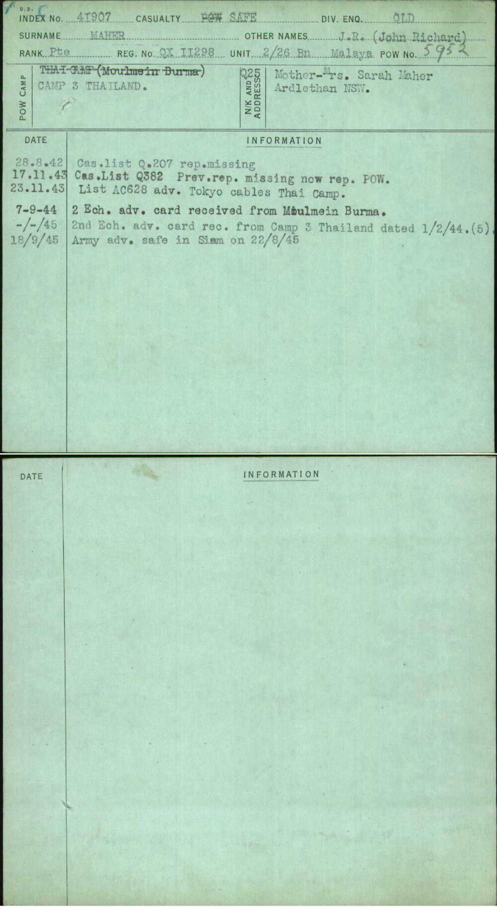Maher, J R (John Richard), QX11298