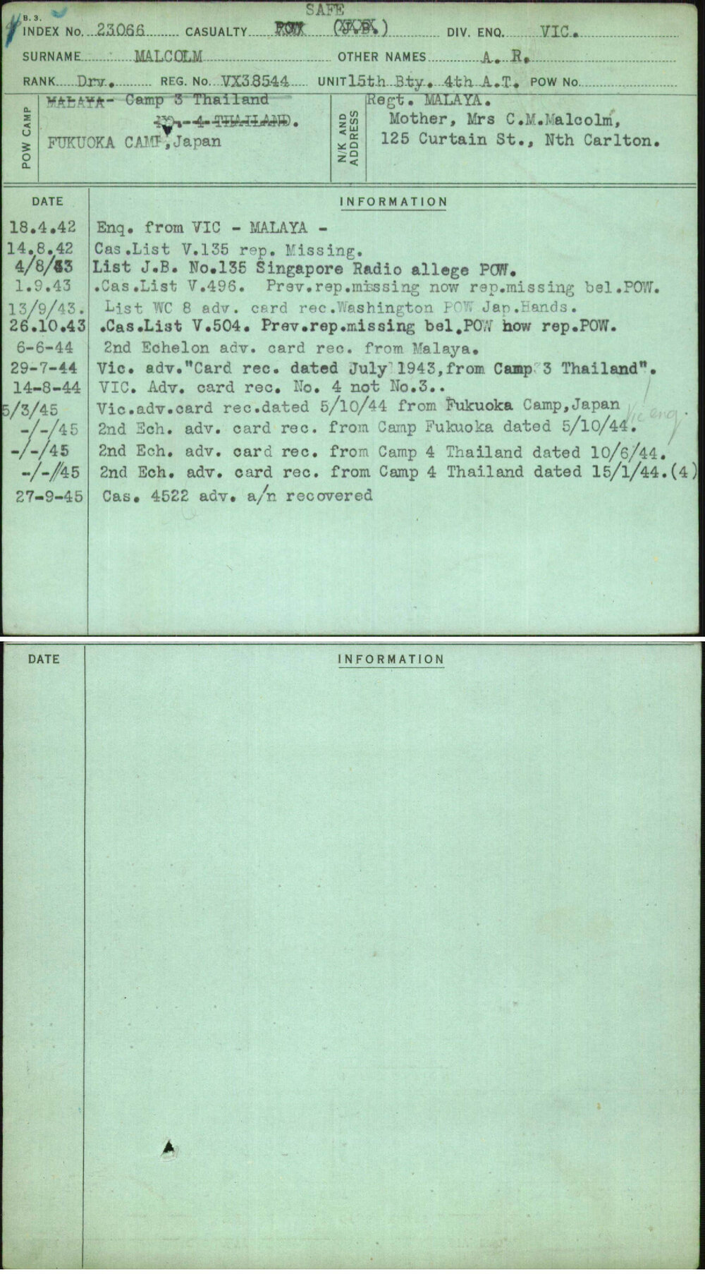 Malcolm, A R, VX38544