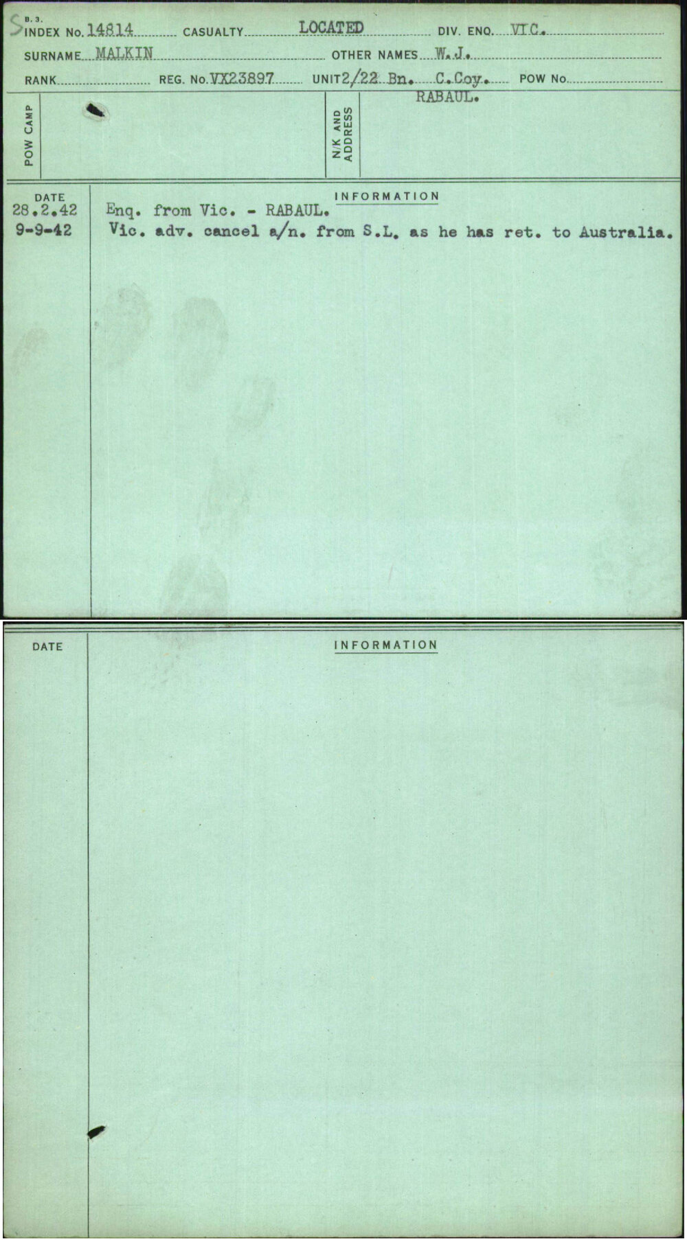 Malkin, W J, VX23897