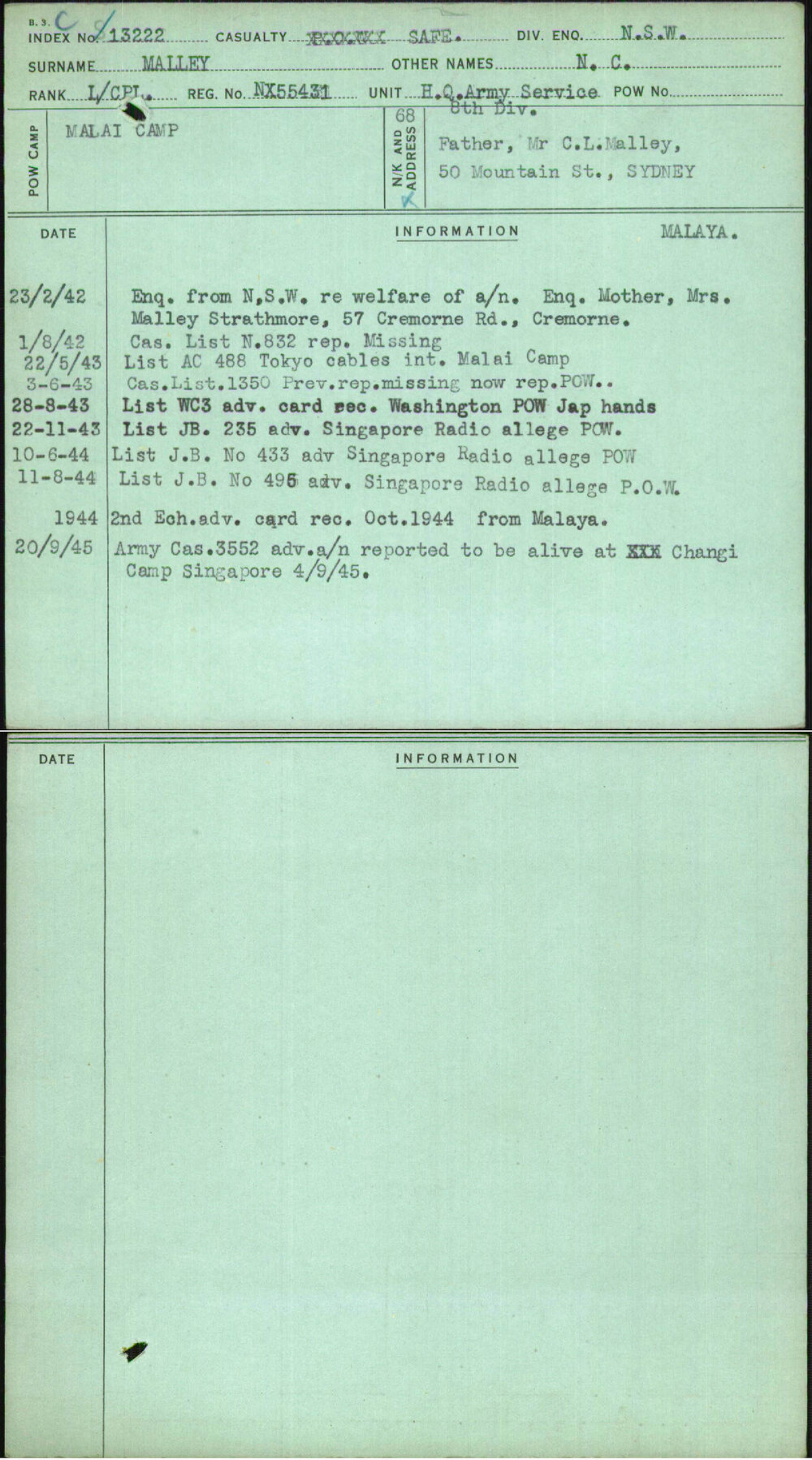 Malley, N C, NX55431