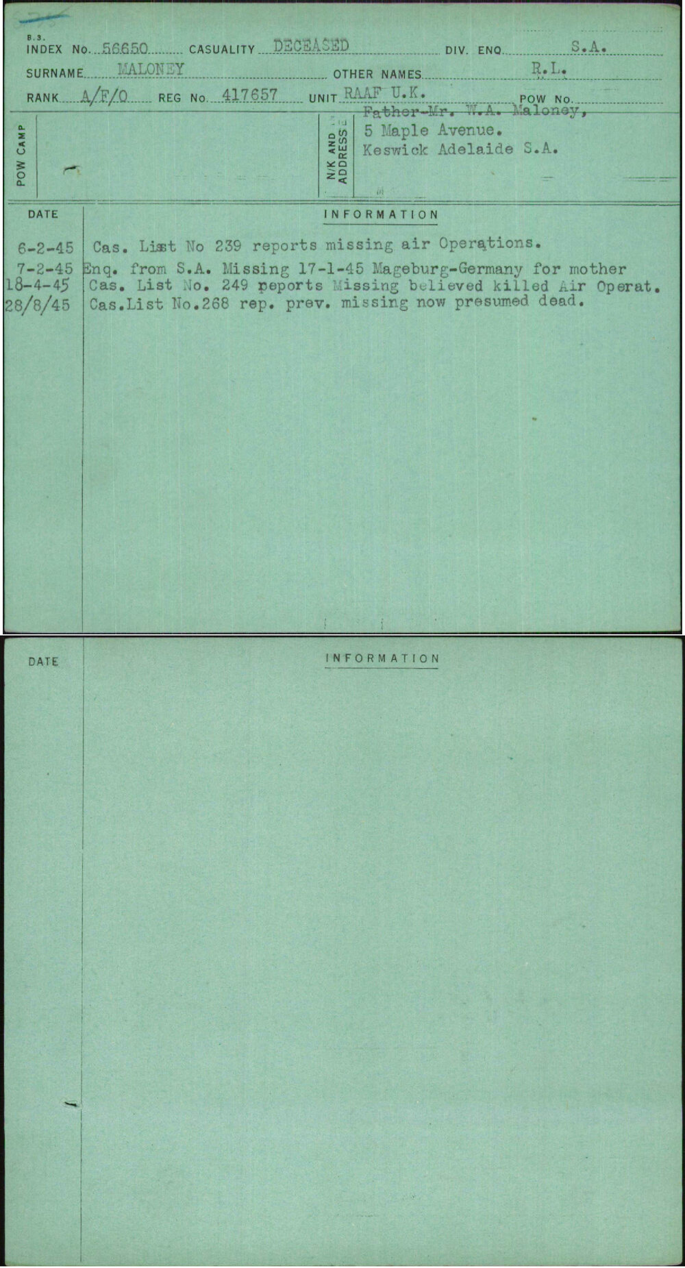 Maloney, R L, 417657