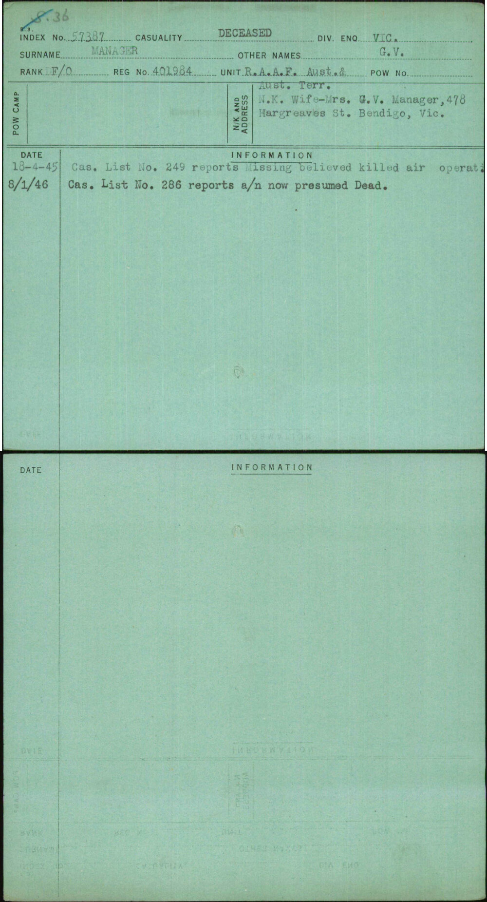 Manager, G V, 401984